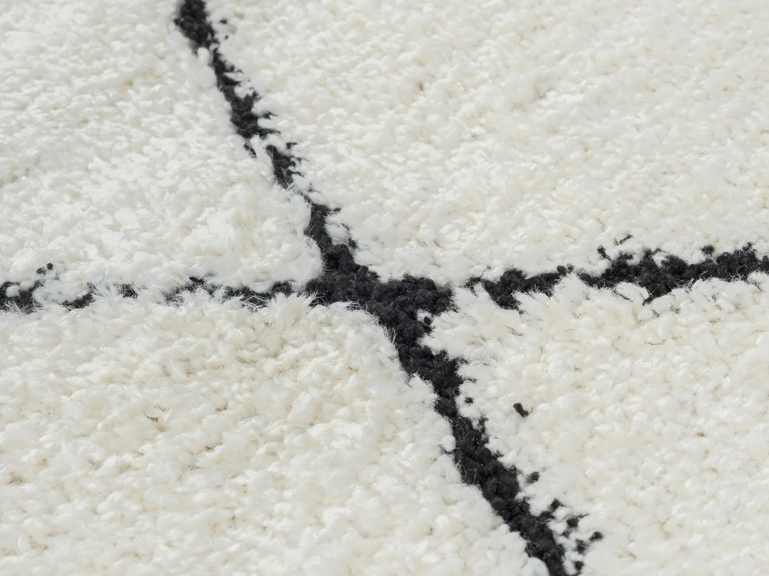 Bahar Shaggy Tapis de Salon à Poils Longs 160 x 230 cm Crème/Noir