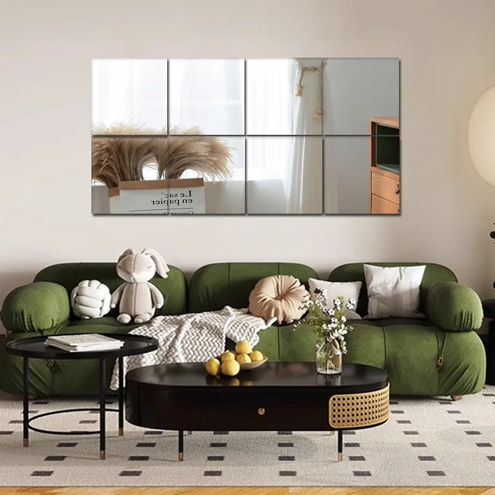 Miroirs adhésifs acrylique pleine longueur HD incassables 4 pièces pour mur
