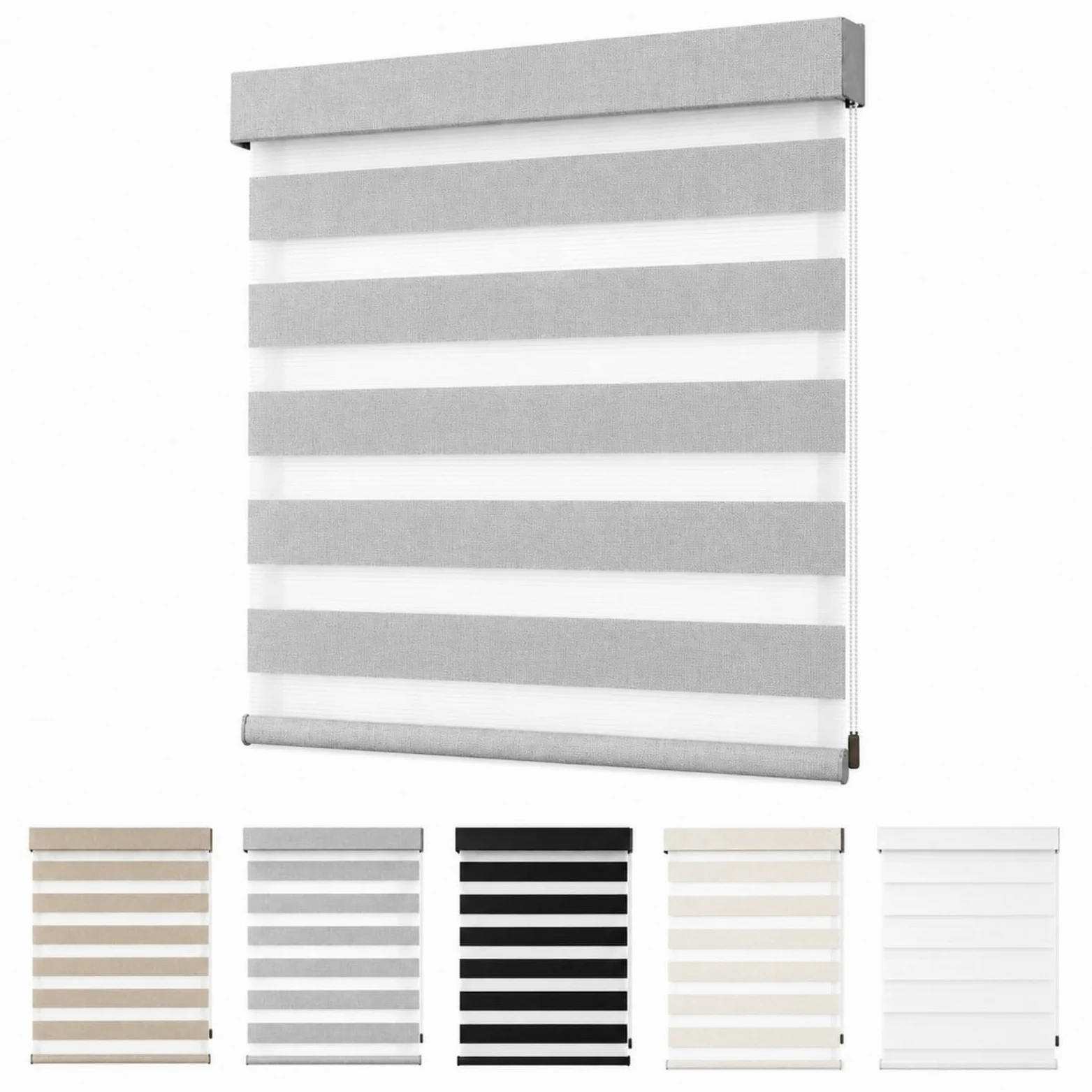 Store Enrouleur Jour Nuit sur Mesure pour fenêtre intérieure | Pose intérieure ou extérieure à visser, chaînette, lumière filtrée, 11 couleurs(Gray,W70xH140cm)