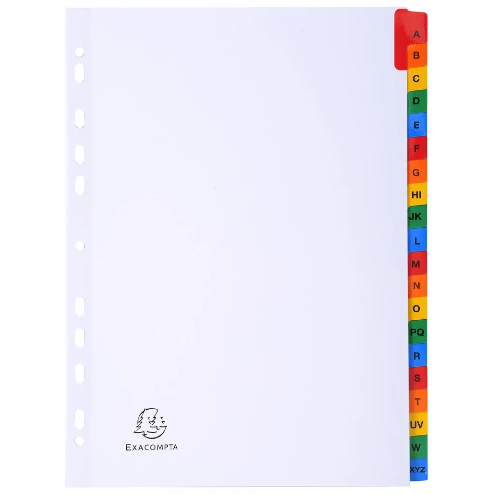 EXACOMPTA Jeu d'intercalaire alphabétique A4 20 positions en carte 170g onglets Mylar®