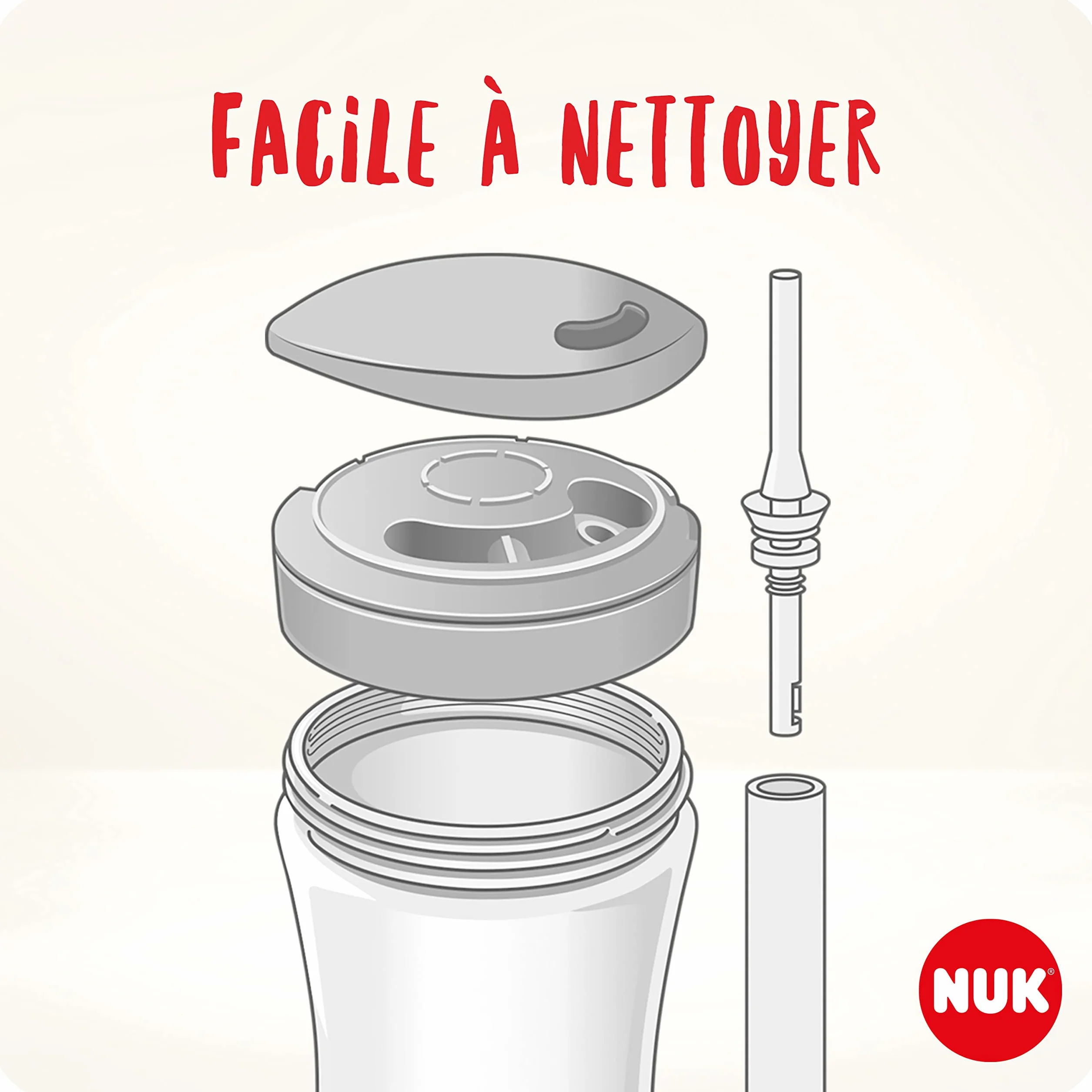 NUK Action Cup Tasse Enfant 230 ml Paille Souple Antifuites 12+ Mois Chat Jaune