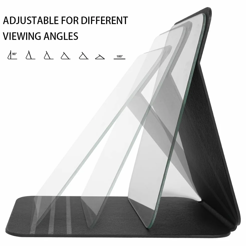 Miroir de Maquillage Portable Table Pliable Super HD Multi Angle Cuir PU 26x18cm