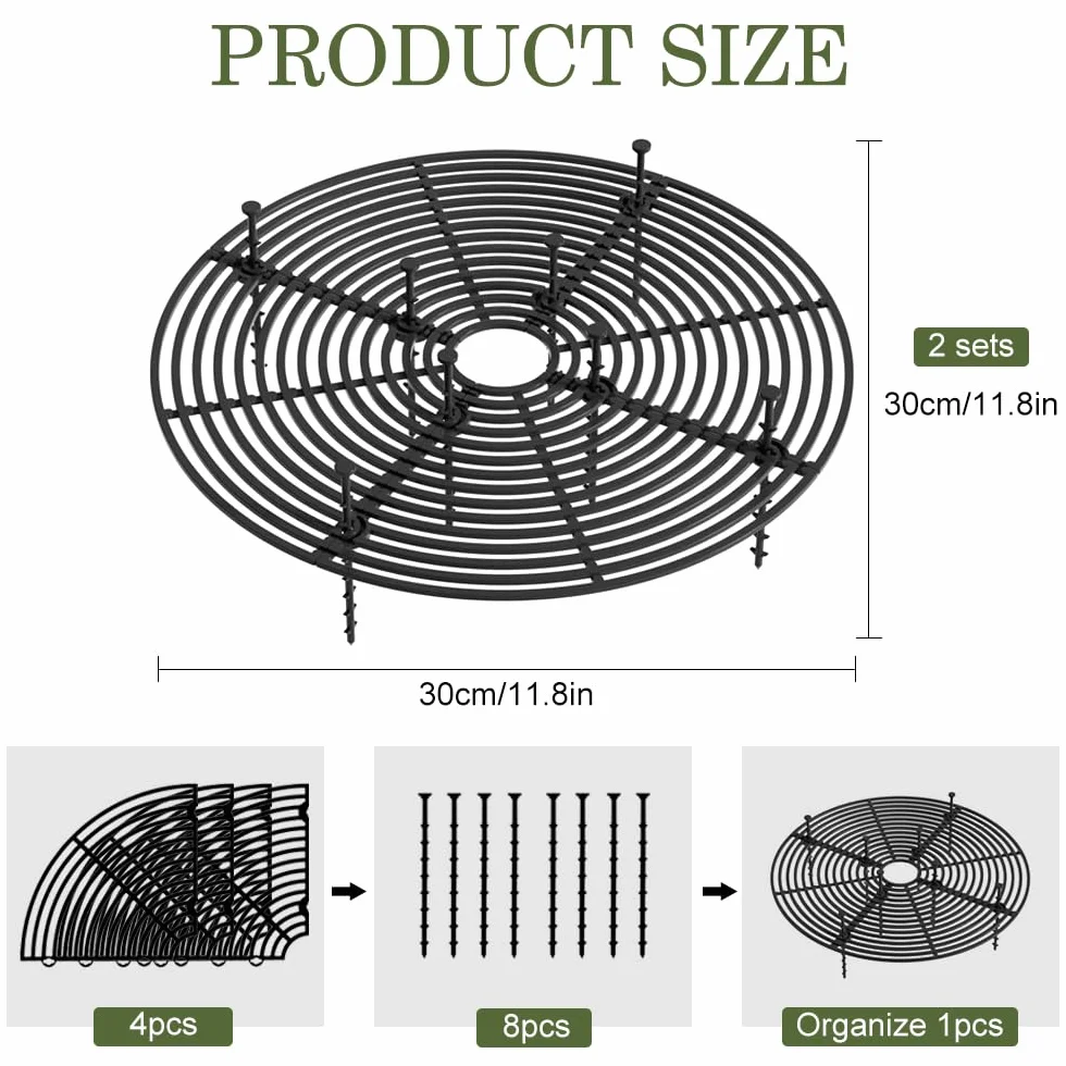 Grille Protection Plante 30 cm Ronde Noir Protege Pot de Fleur Chat