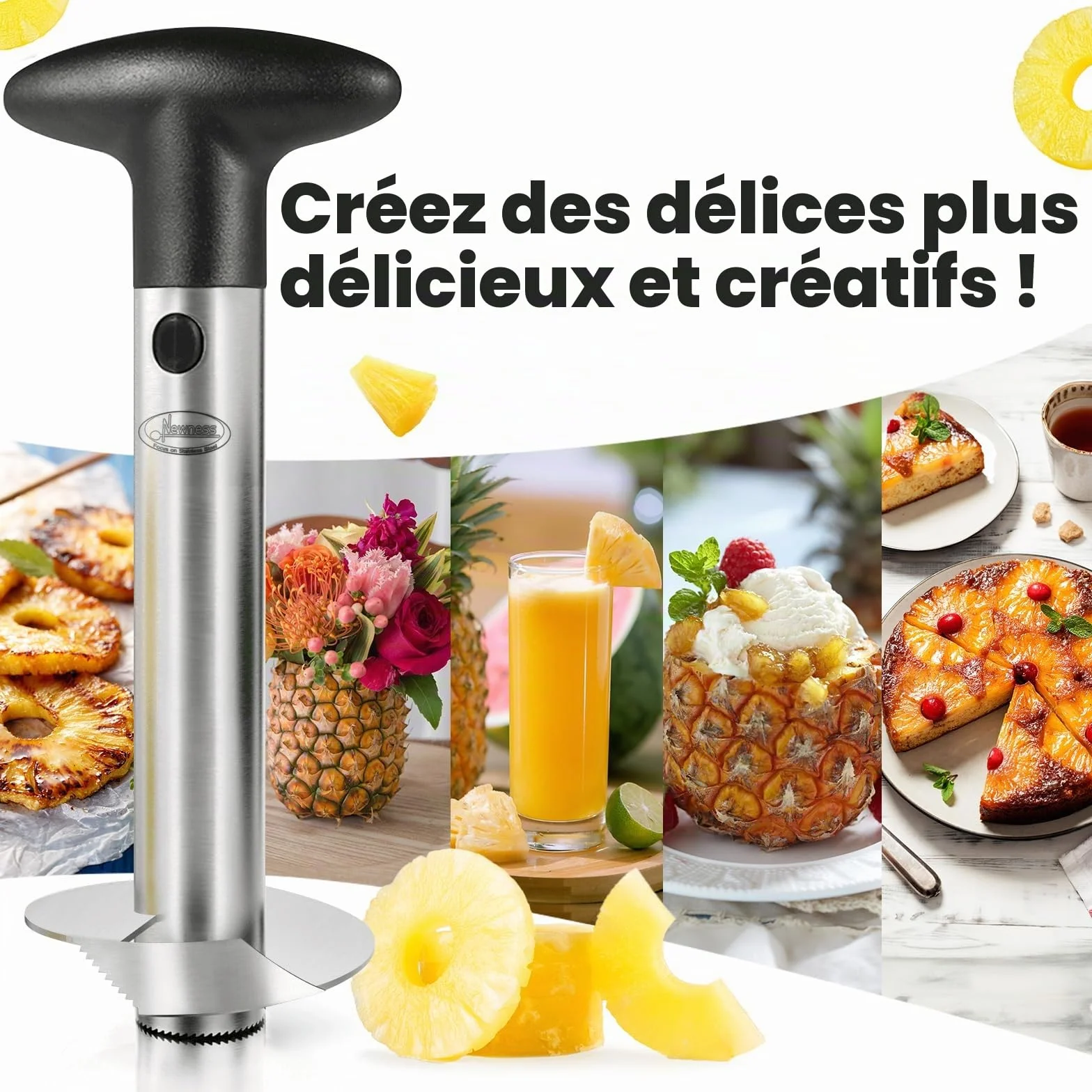 Coupe-ananas en Acier Inoxydable, Éplucheur et Trancheur, Lame Renforcée