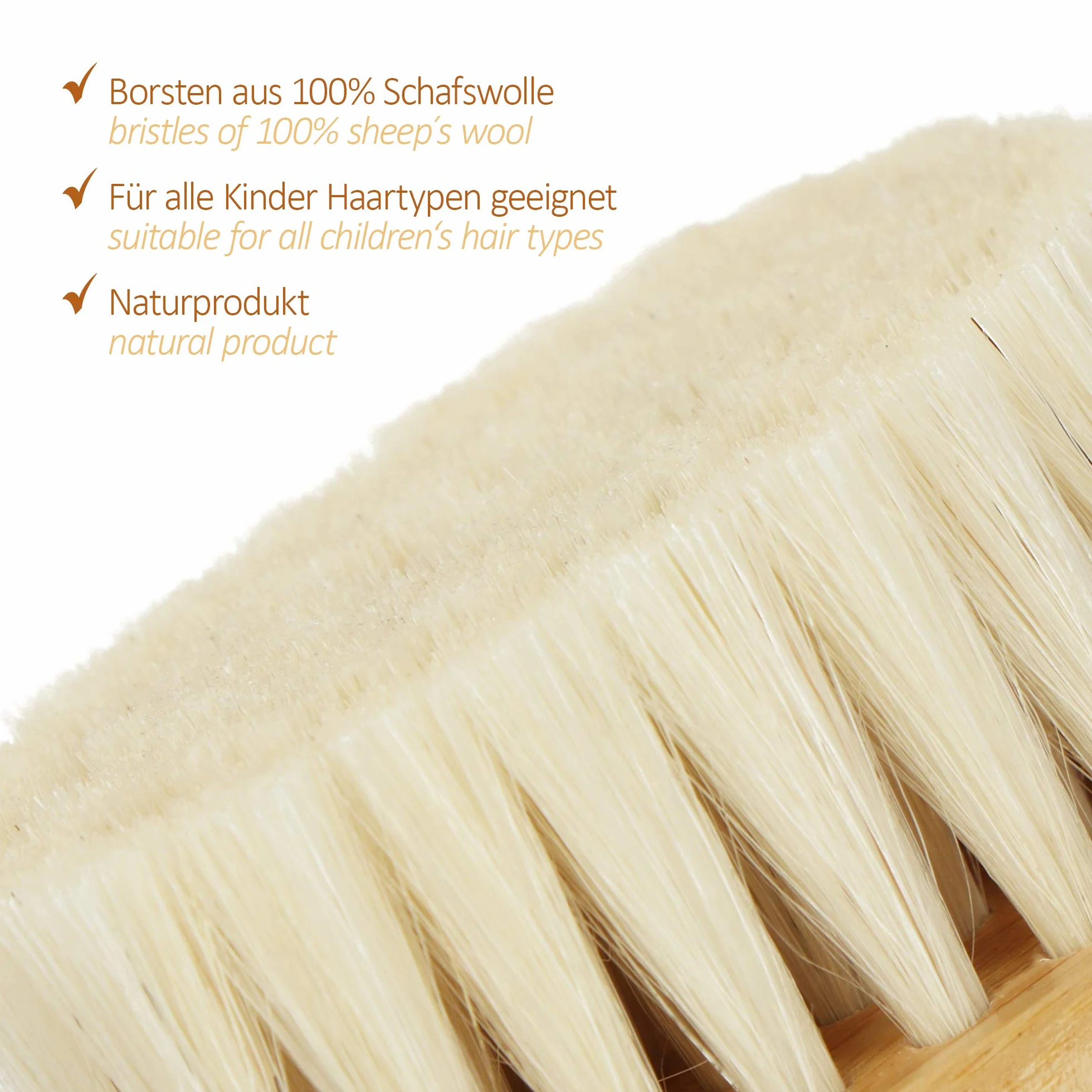 Ensemble de Soins capillaires bébé Brosse à Cheveux en Bambou Poils Doux Laine Peigne Mouton