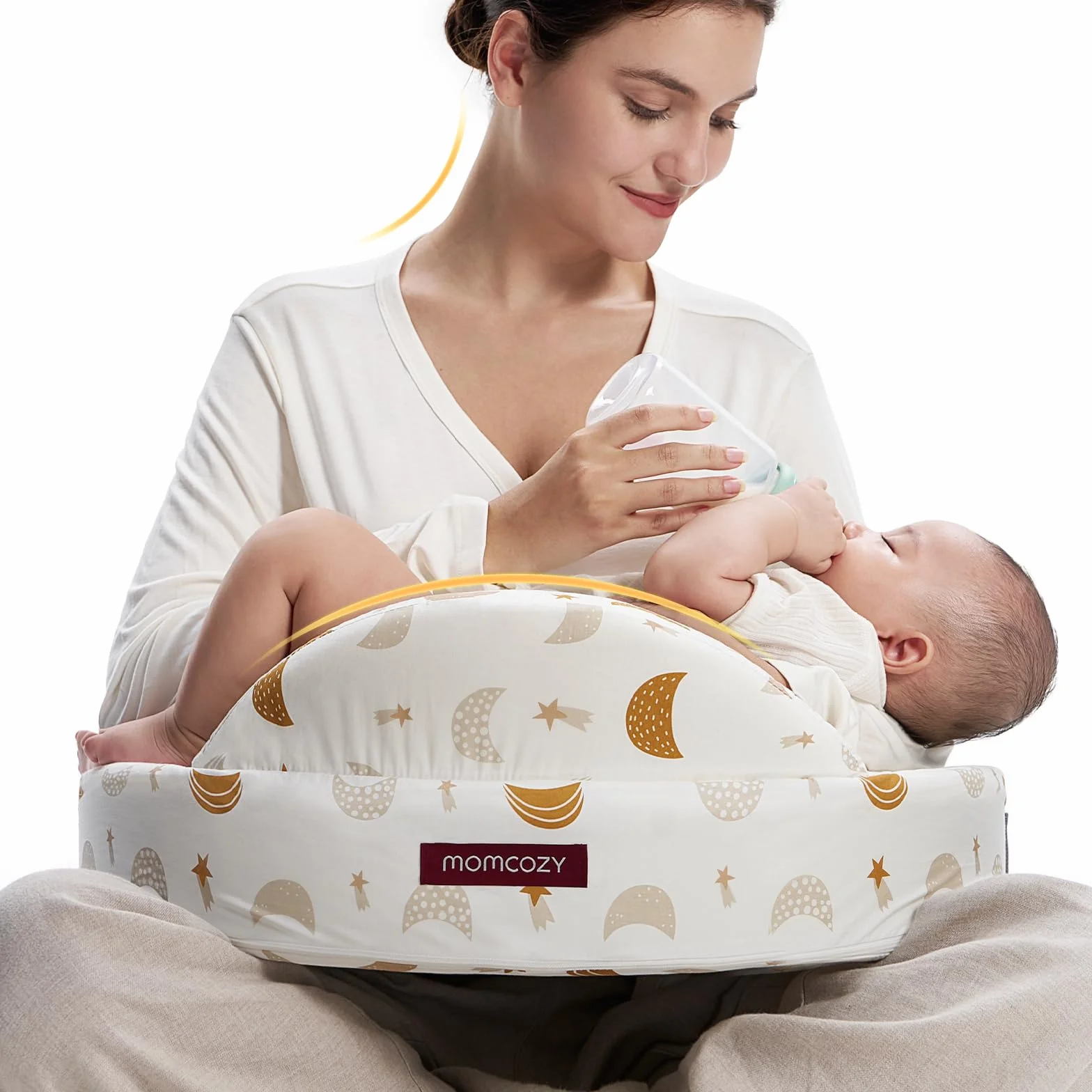Momcozy Coussin d'allaitement à Protection Sécurisée - Mousse Mémoire Ferme - Soutien Ergonomique Large, Réglable