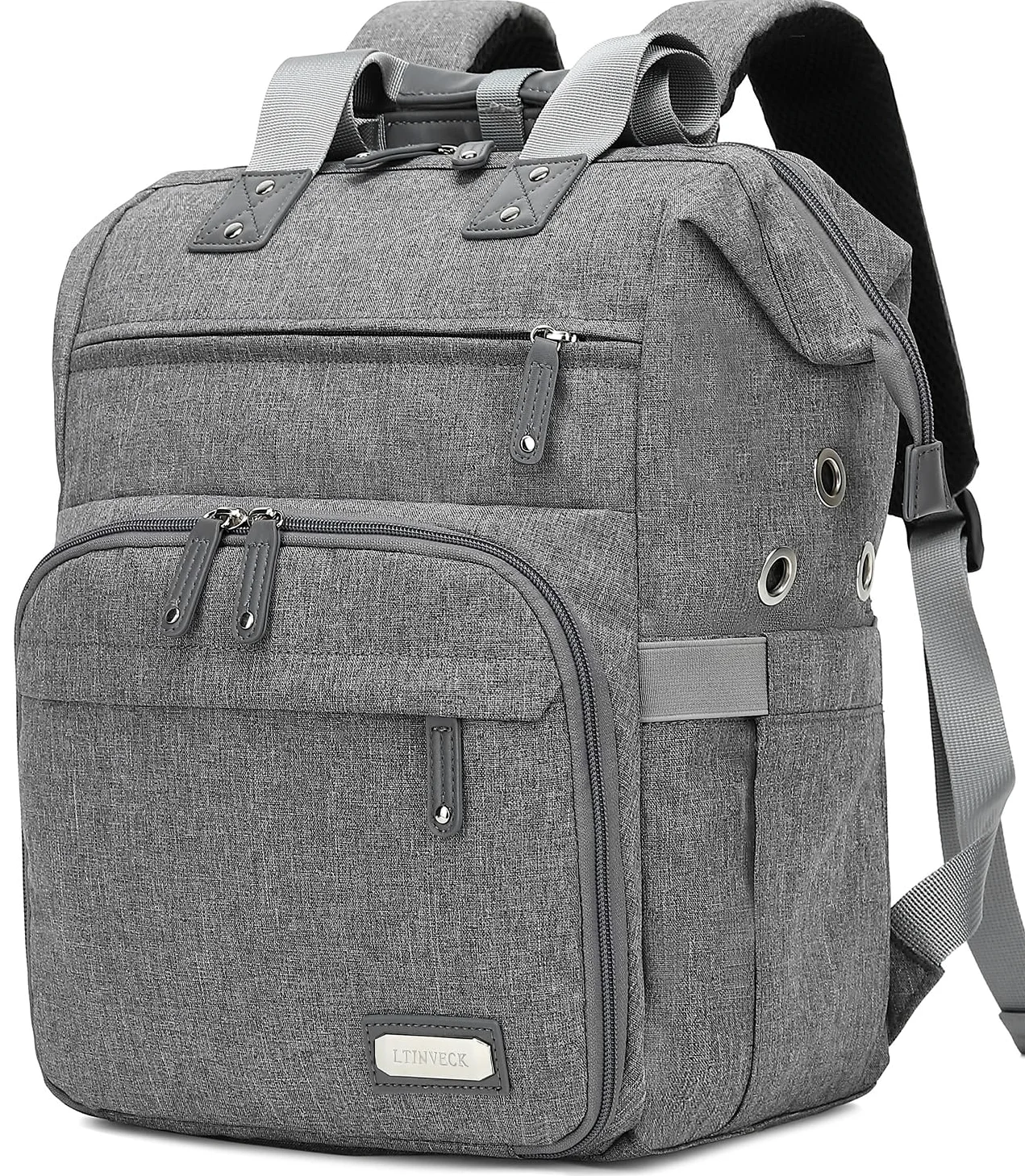 LTINVECK Sac à dos au crochet, sac à tricot, sac à dos de rangement pour fil de fer, sac de voyage avec port de charge USB, grand sac fourre-tout