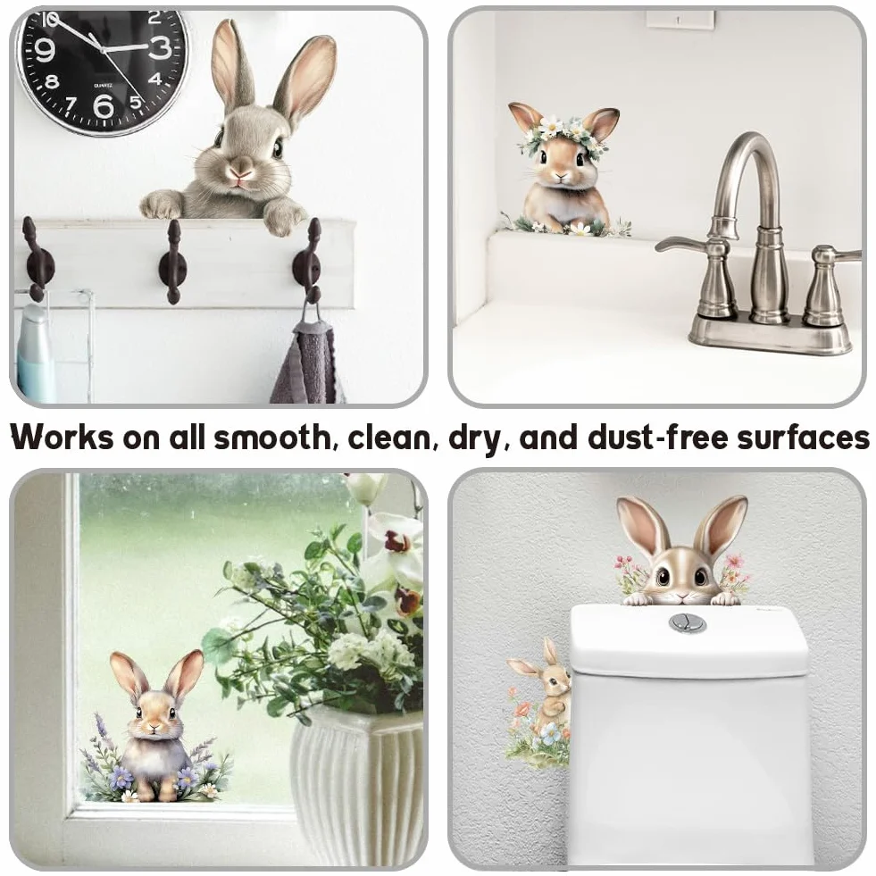 AHANDMAKER Autocollants Muraux pour Interrupteur Lot de 6 Motif Lapin de Pâques 17,8 x 17,8 cm