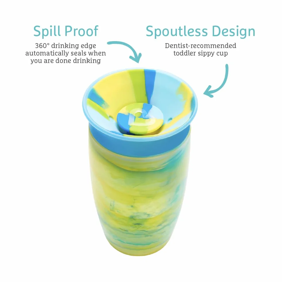 Munchkin Miracle 360 Tasses Bébé Gobelet à Flux Libre Sans BPA 296 ml Pack de 2 Bleu/Jaune