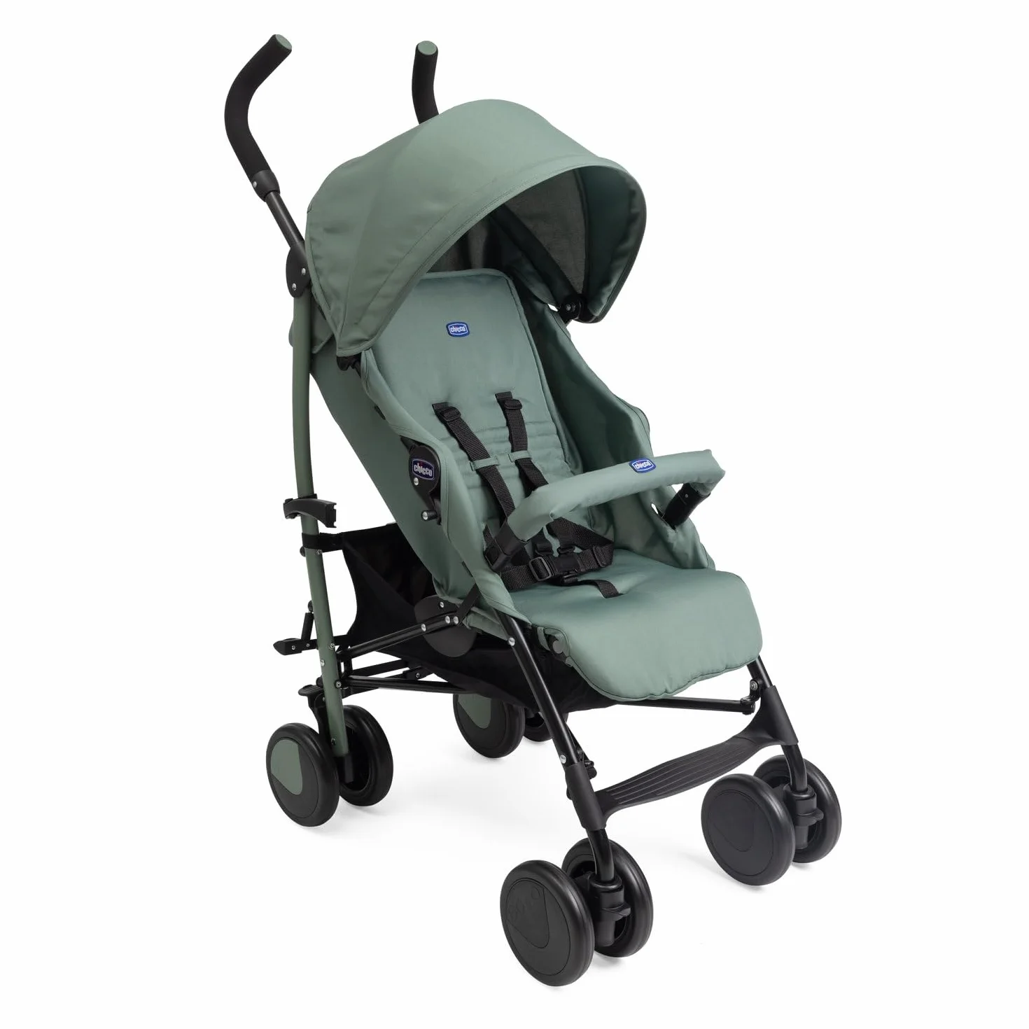 Chicco Echo Lite Poussette canne bébé légère 0-22 kg dossier inclinable 4 positions siège spacieux double frein roues pivotantes vert