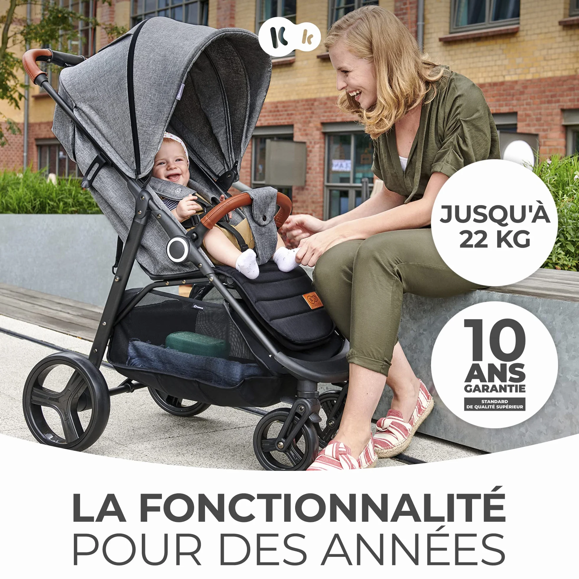 Kinderkraft GRANDE PLUS Poussette Canne 22 kg Noir