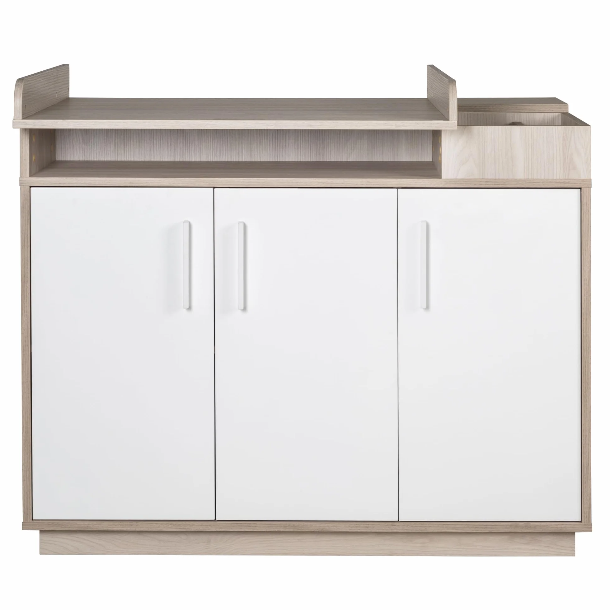 Chambre Bébé Complète Olaf Lit Évolutif 70 x 140 cm Commode à Langer Armoire 3 Portes Blanc Décor Bois