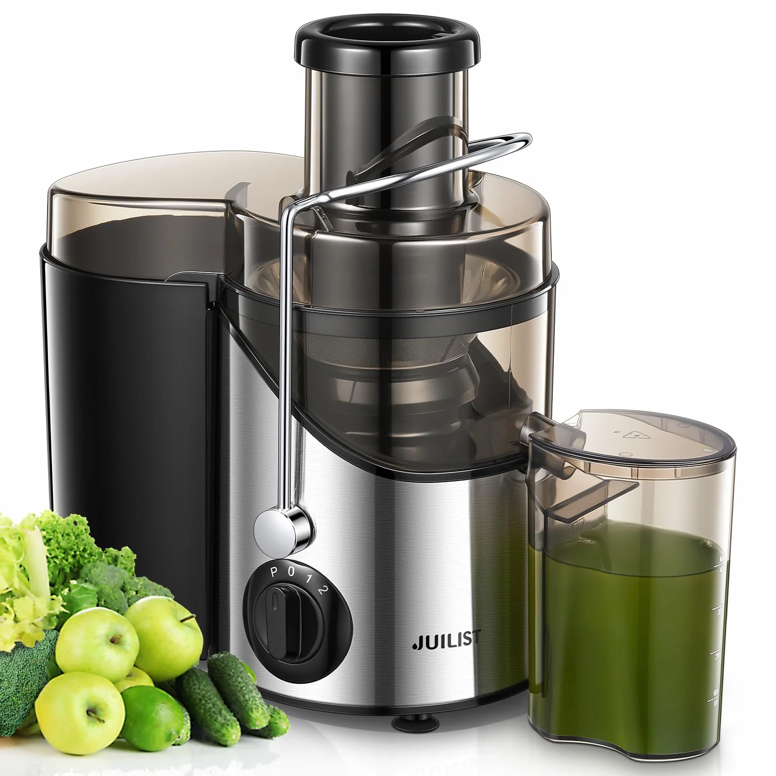JUILIST Centrifugeuse Extracteur de Jus, Goulotte 65 mm, 3 Réglages, Sans BPA