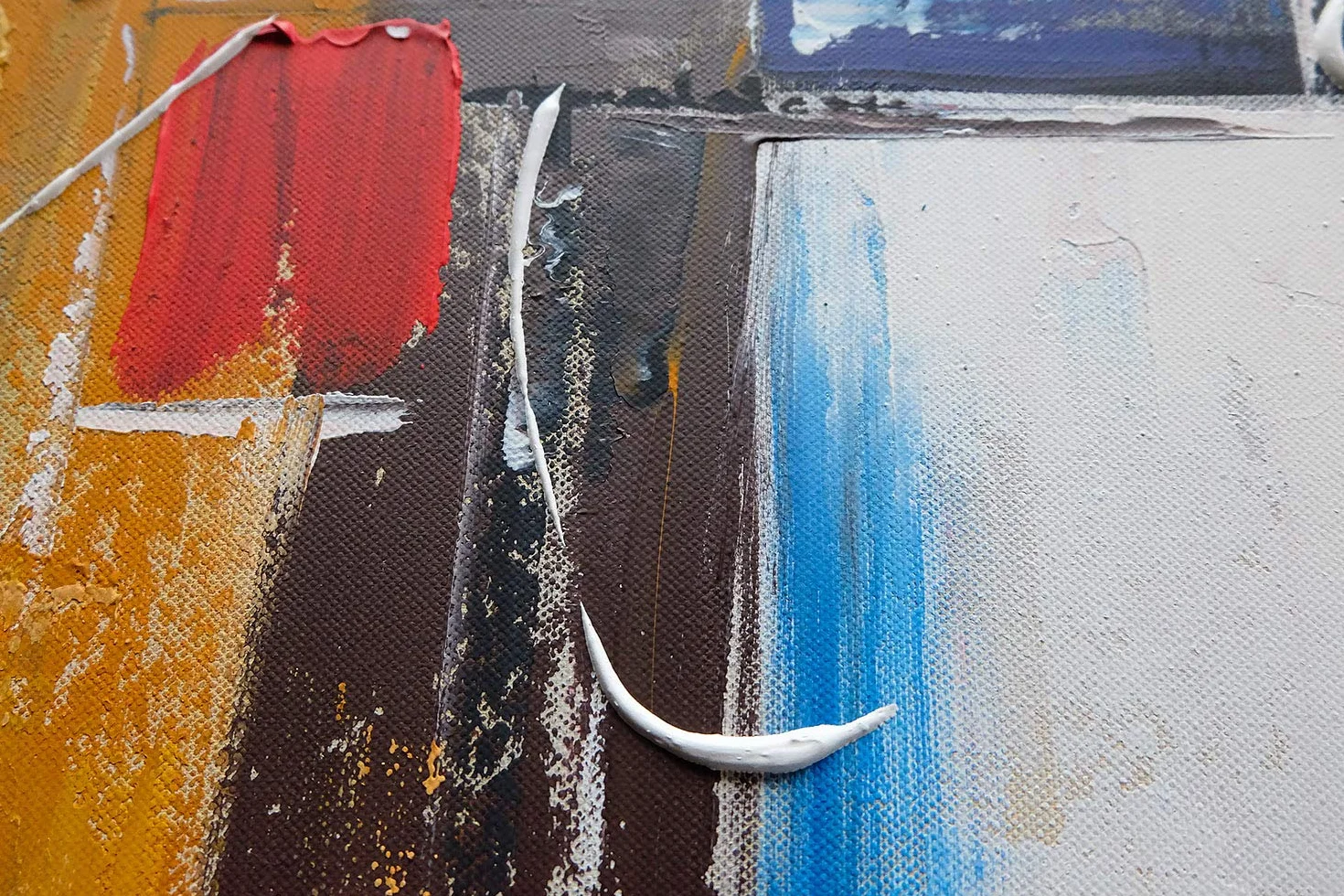 Tableau Peint à la Main 140x70 cm Toile sur Cadre en Bois Moderne