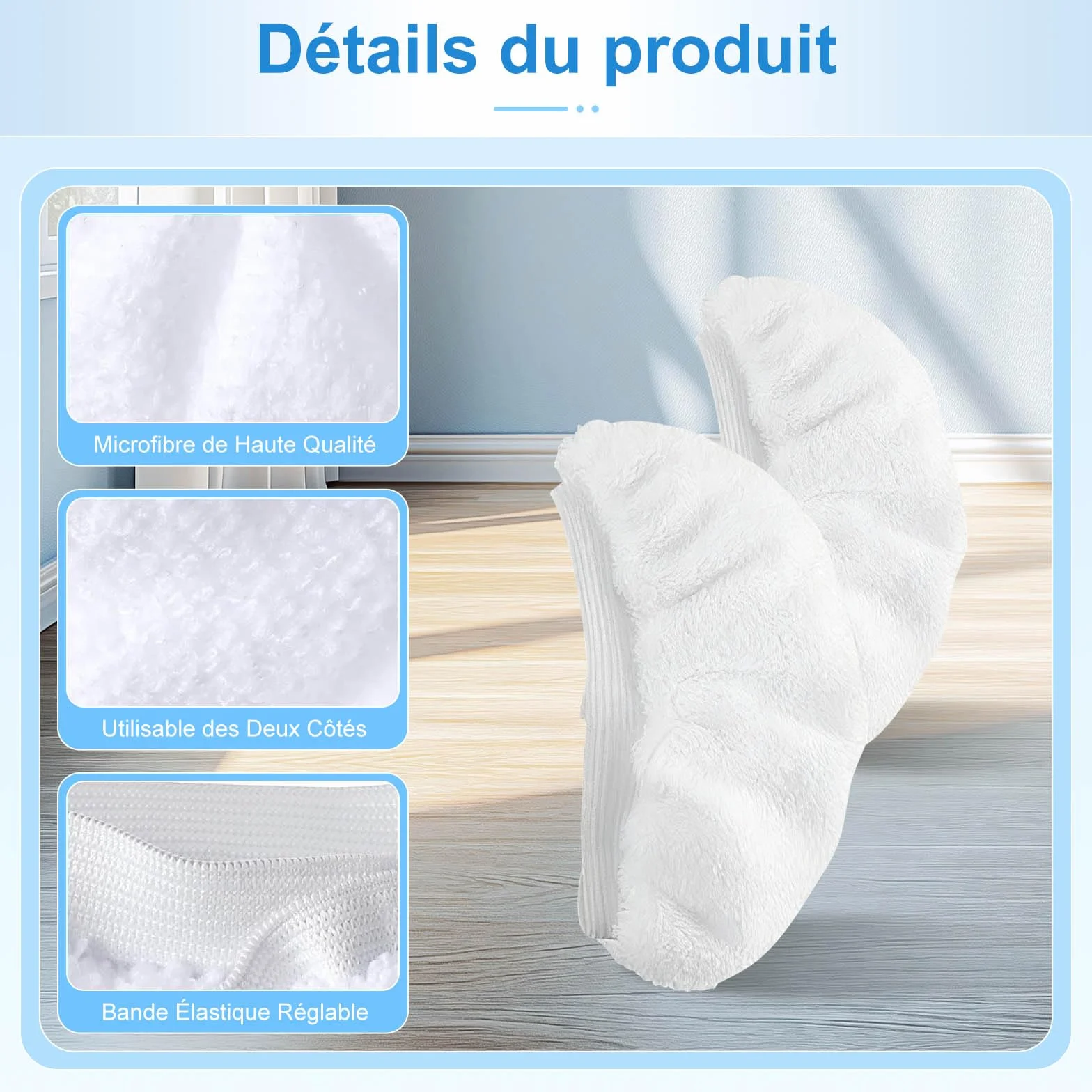 Accessoires Nettoyeur Vapeur Universels, Pads Lavables, Chiffons Microfibre 10 Pièces