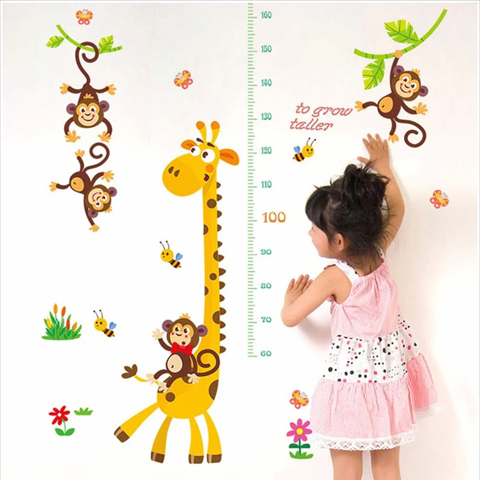 Autocollant Toise Murale Dessin Animé Croissance Hauteur Enfant
