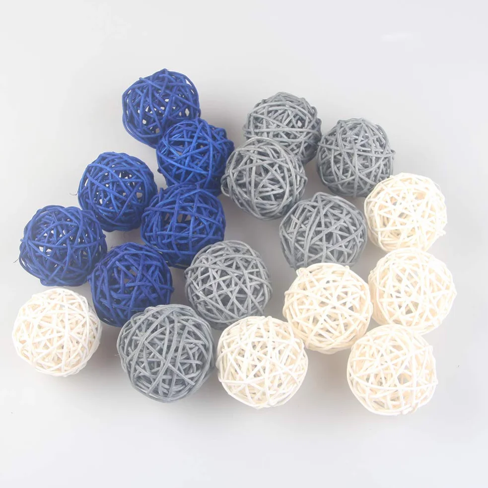 Boules de Rotin en Osier 5 cm Bricolage Artisanat Décoration Mariage Gris Clair