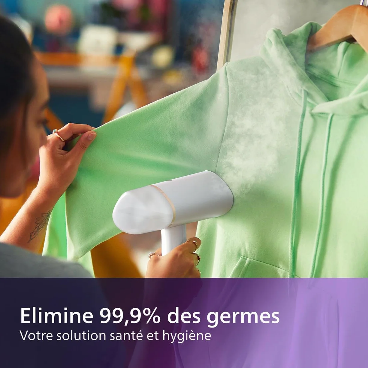Philips Défroisseur à Main 3000 Séries 1000W Vapeur 20g/min Réservoir 120ml STH3020/10 Blanc