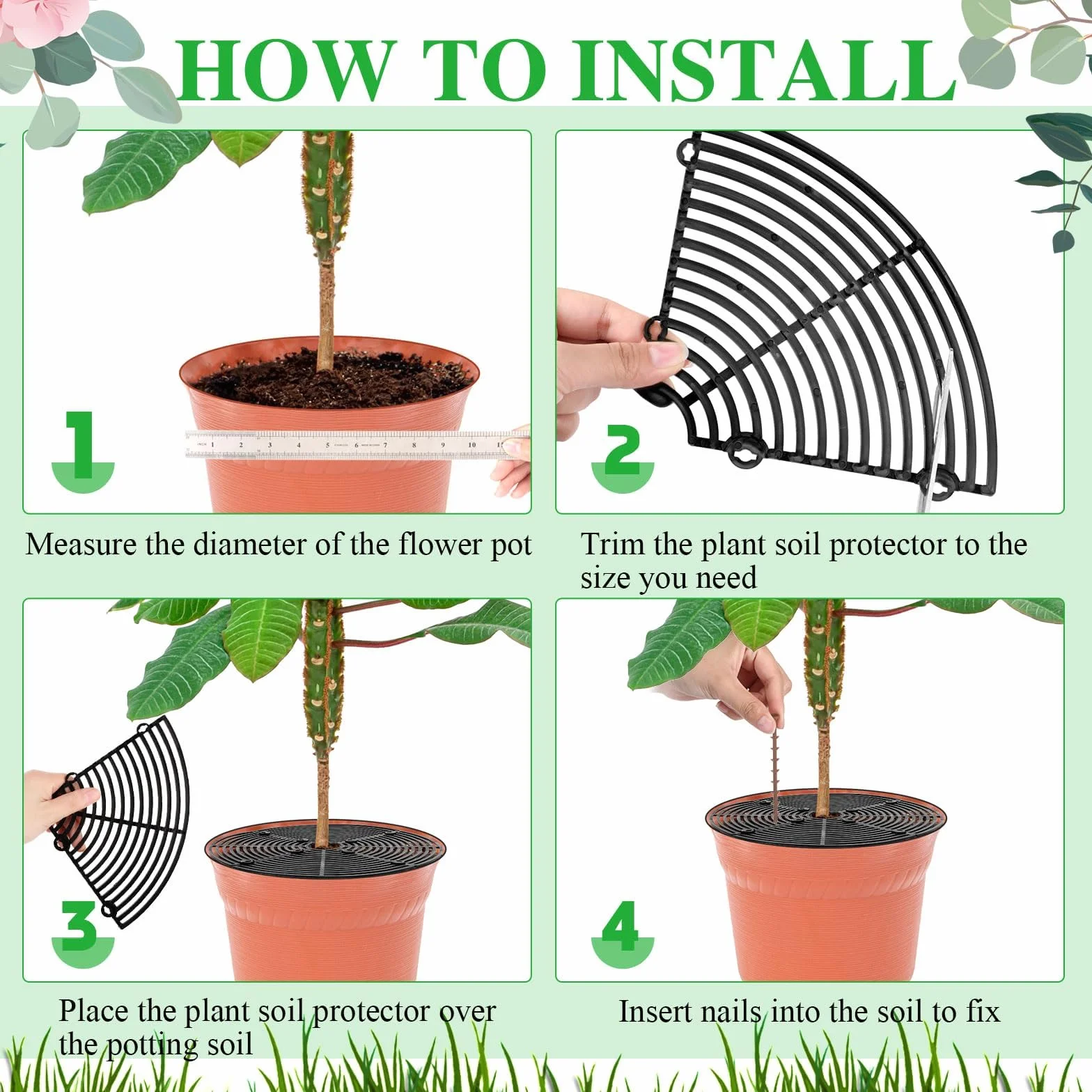 Grille Protection Plante 30 cm 3PCS Protection Pot de Fleur Ronde Découpable Animaux