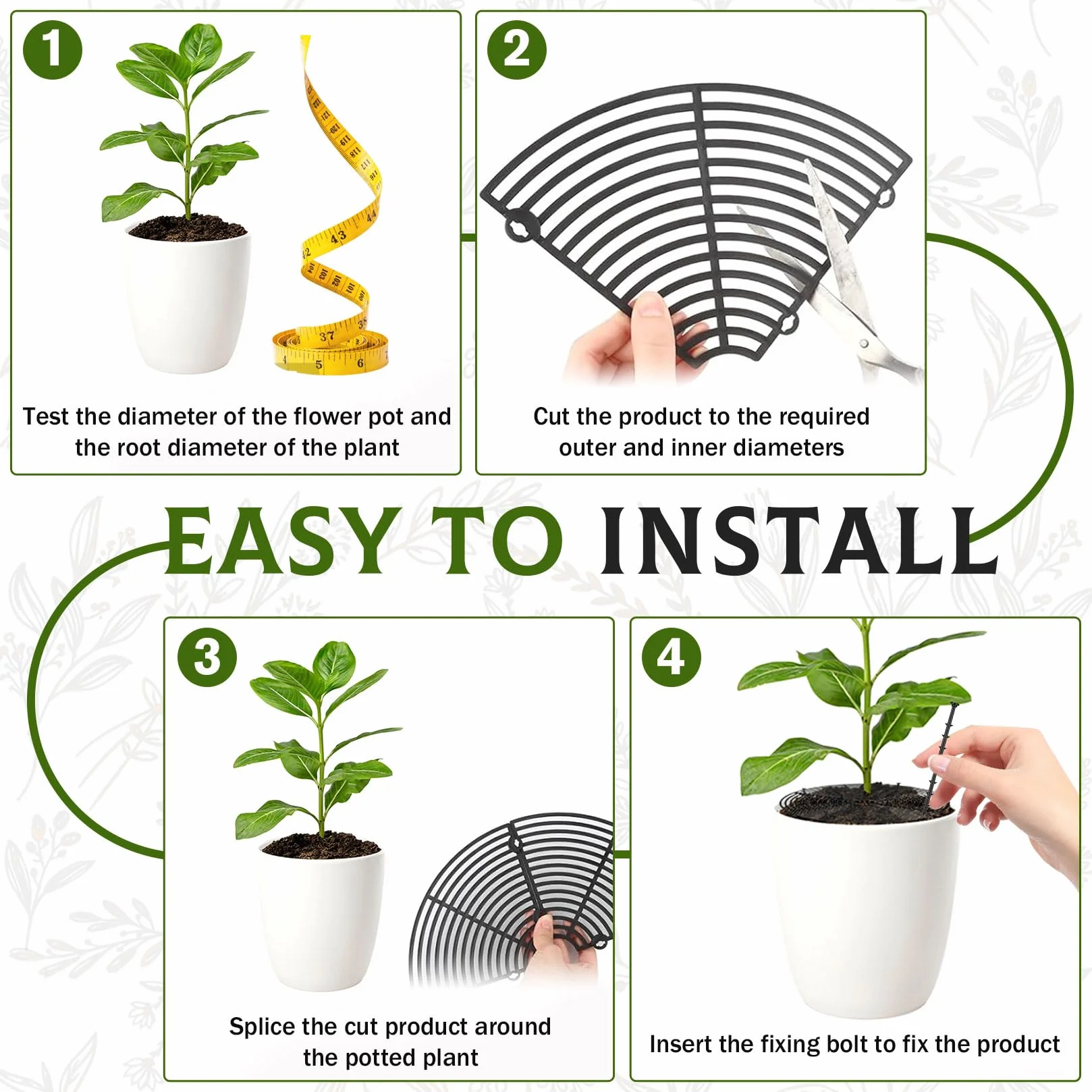 Lot de 4 grilles de protection pour pots de fleurs 30 cm découpable protection des plantes chat