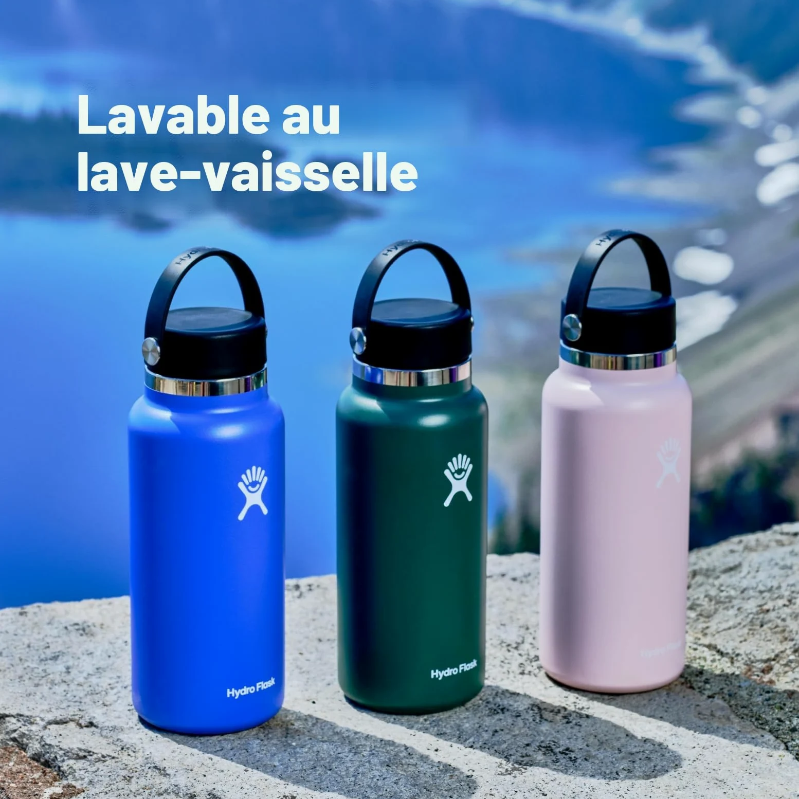 HYDRO FLASK - Gourde Isotherme 946 ml (32 oz) - Bouteille Inox à Isolation Sous Vide - Bouchon Antifuite et Revêtement par Poudre - Ouverture Large - Stone