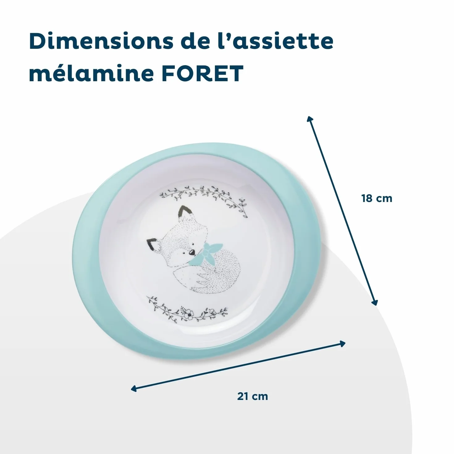 THERMOBABY Coffret Vaisselle Mélamine et Couverts Inox Enfant Vert Céladon Gris