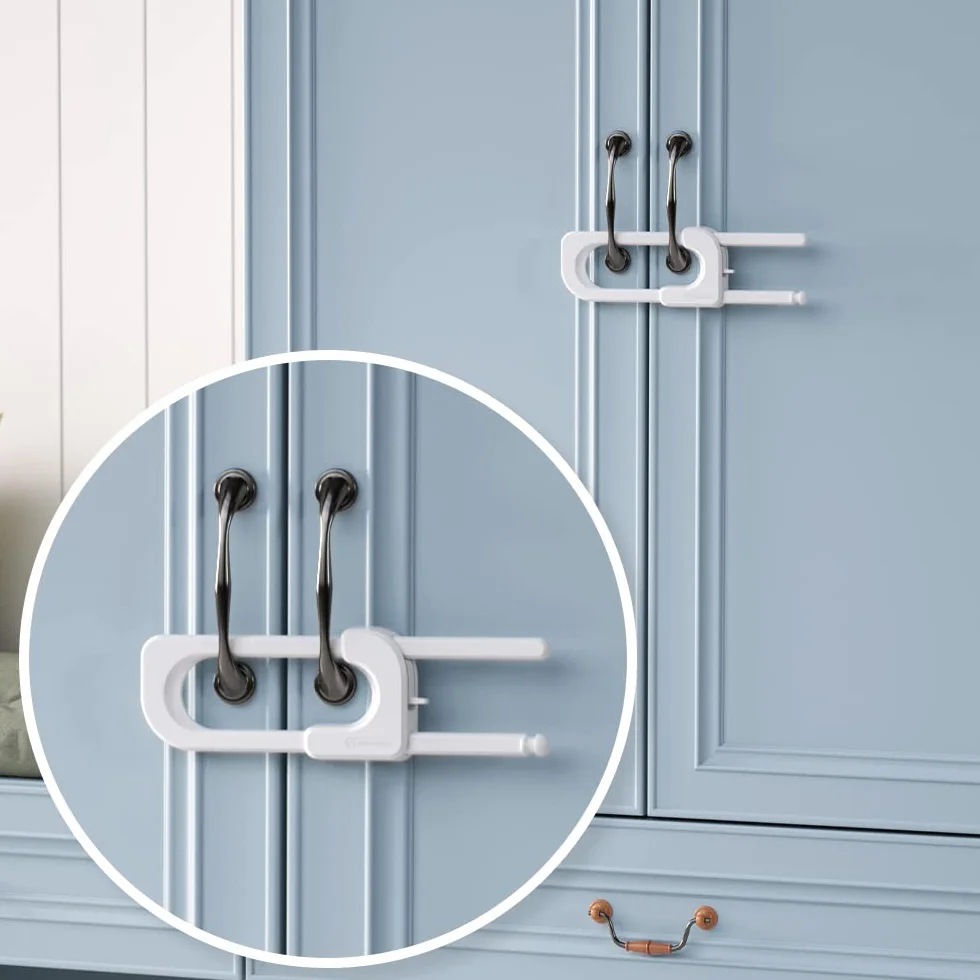 EUDEMON Lot de 3 Verrous de Sécurité pour Armoire en Forme de U, Verrou Bébé pour Tiroirs et Placard