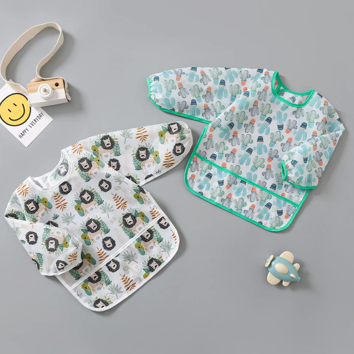 Bavoirs Manches Longues Etanche Tablier d'Alimentation Enfant 5-30 Mois