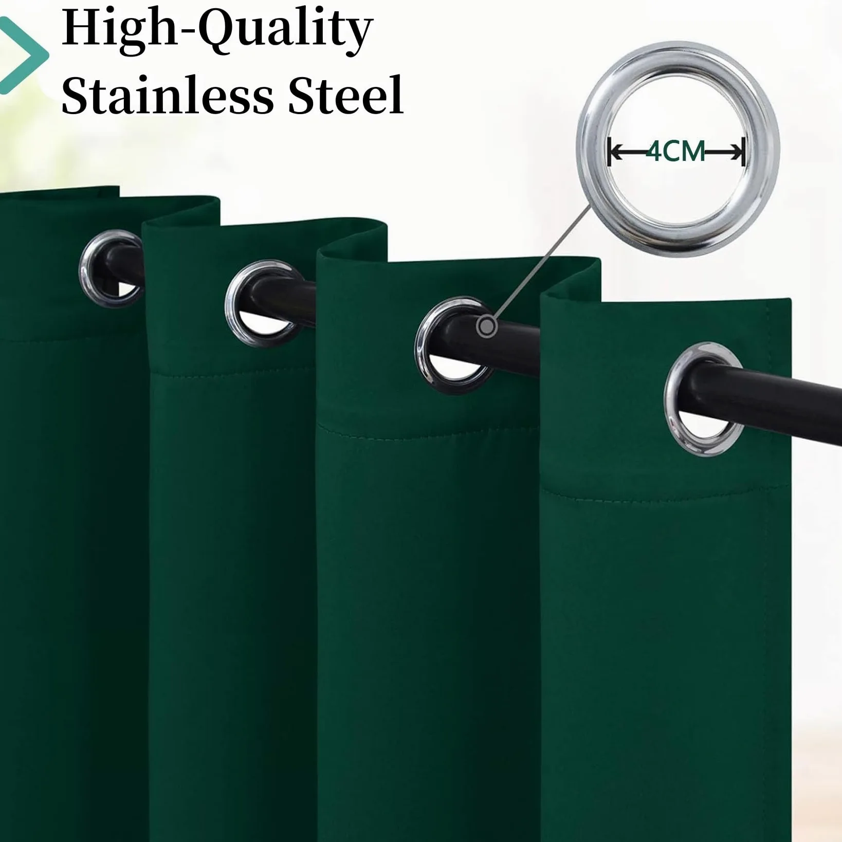 Rideau Occultant à Oeillets 105 x 130 cm Thermique Isolant Anti Froid Chaleur Rideau Occultant de Cuisine Lot de 2 pour Chambre Fenêtre Salon, Vert Foncé