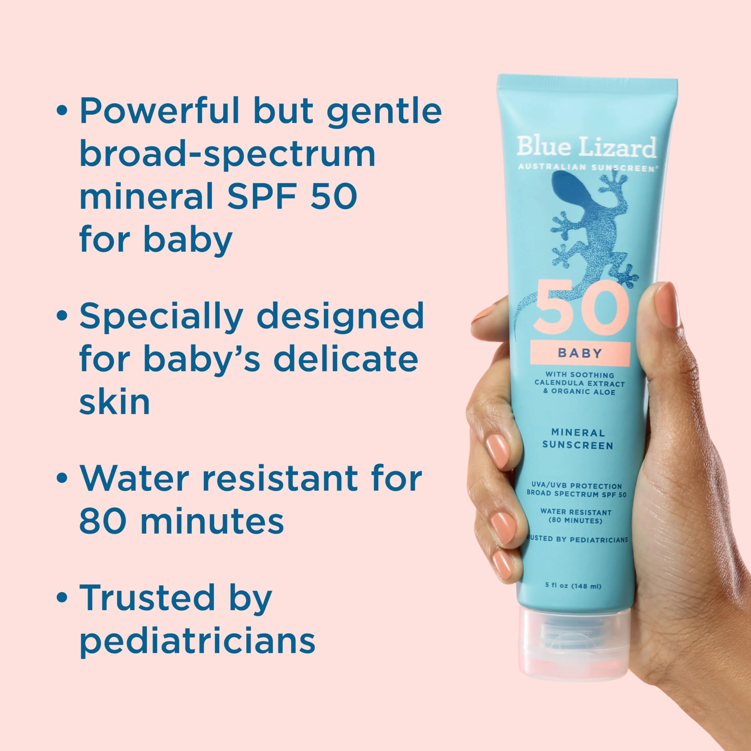Blue Lizard BABY Crème solaire minérale SPF 50+ oxyde de zinc protection UVA/UVB résistante à l'eau tube 141,7 g