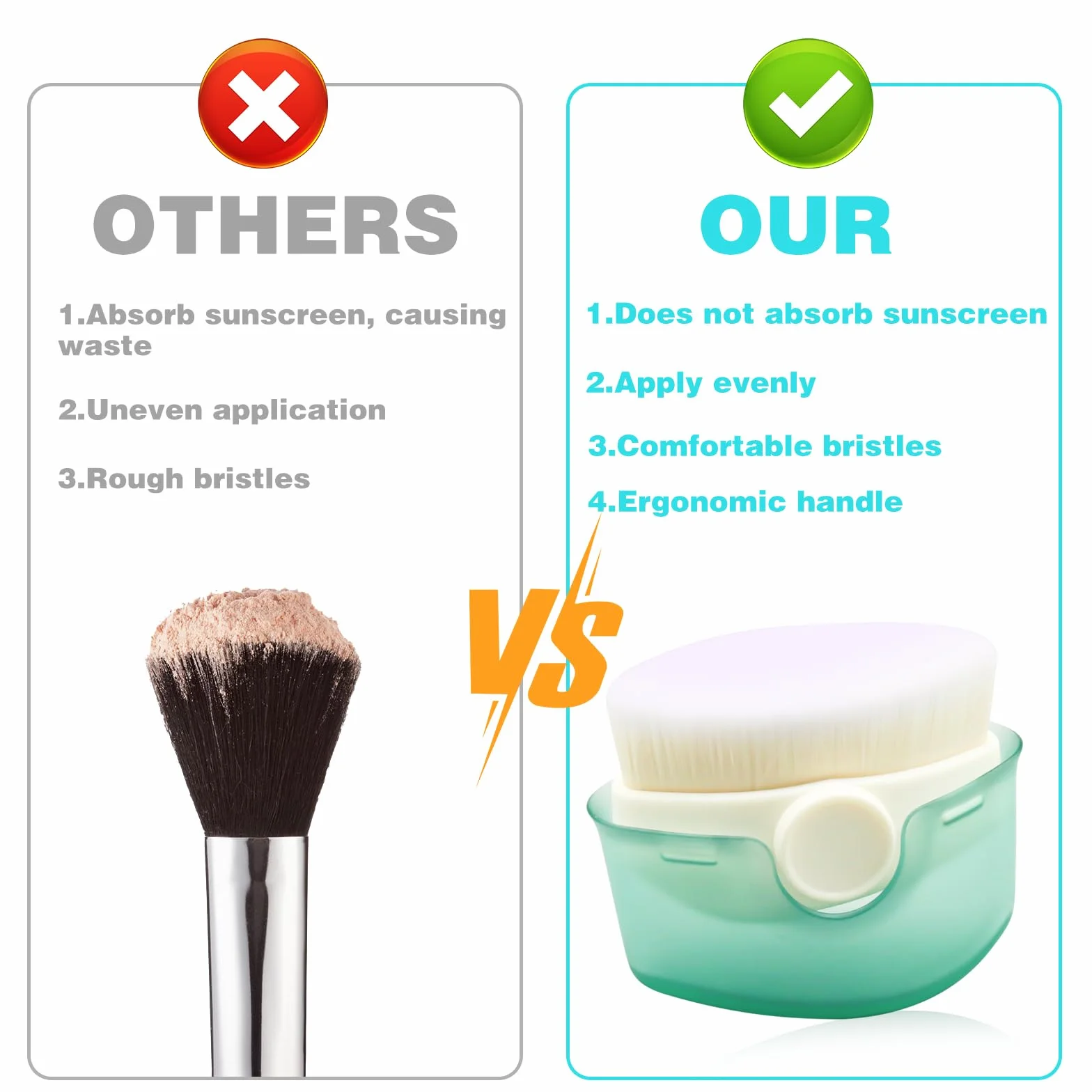 Applicateur de Crème Solaire pour Enfants, Brosse Protection Solaire 2 Pièces avec Capuchons