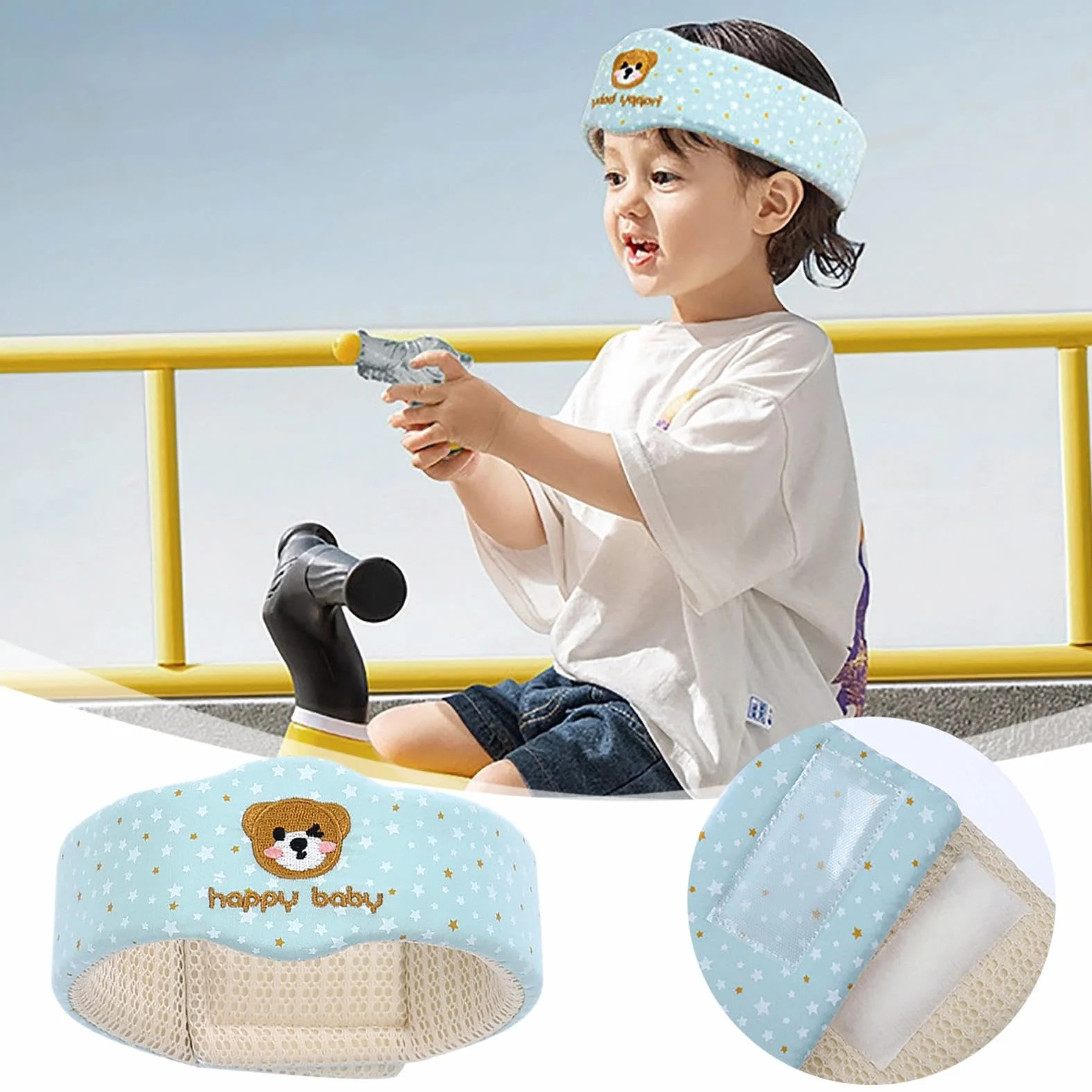 Casque Bébé Antichoc Protection Tête Anti-Chute Ajustable 6-36 Mois 18x6cm