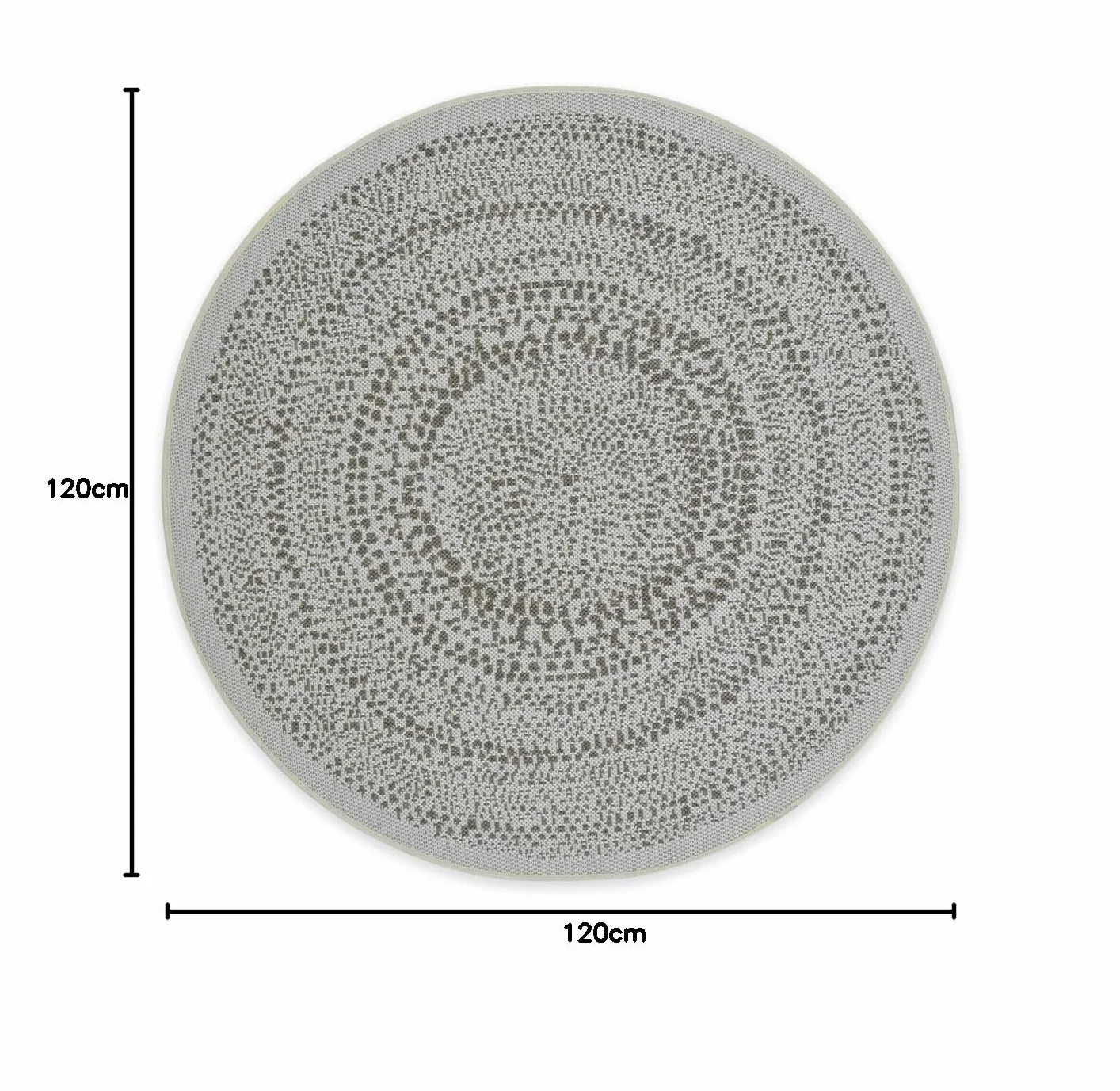 DomDeco Intérieur/extérieur Tapis rond Finn dans un style moderne – Robuste et facile d'entretien pour le salon, le couloir, la terrasse, le balcon, en fibres synthétiques, Ø 120 cm, crème/vert olive