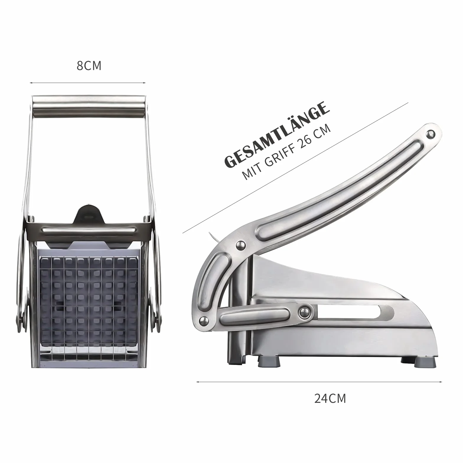 Coupe Frite Professionnel Acier Inoxydable Manuel avec 2 Inserts Coupe Pomme de Terre