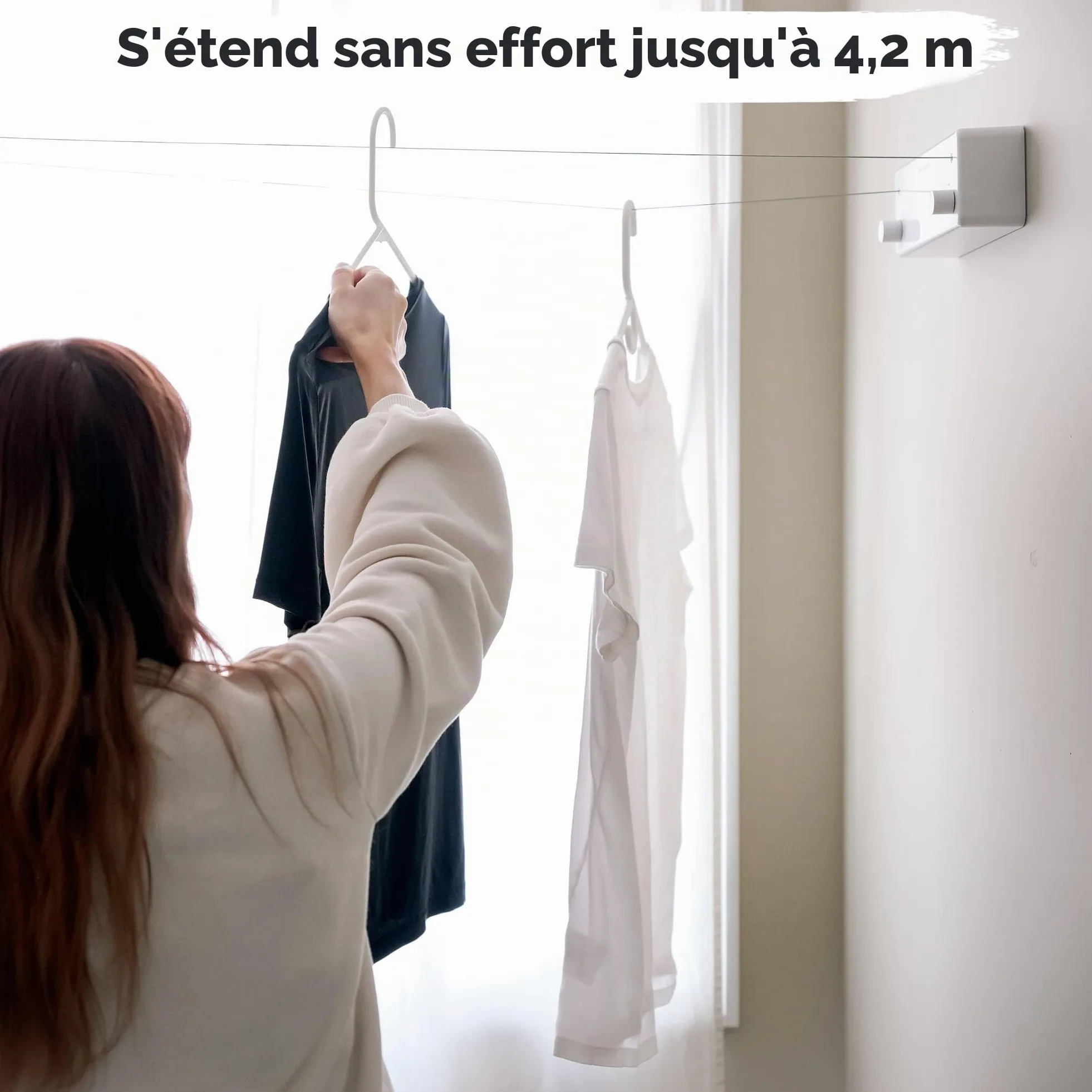 GorillaLine Corde à Linge rétractable pour intérieur et extérieur – Corde à Linge Robuste – Séchoir Mural – Séchage à l'air Libre