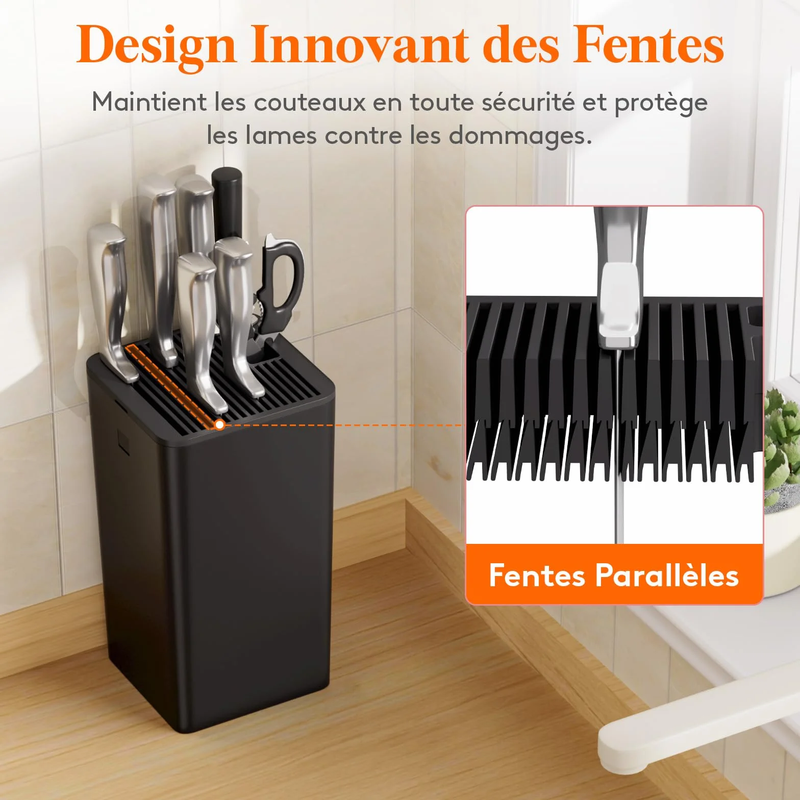 Lifewit Bloc à couteaux universel pour 15 pièces avec fente ciseaux aiguiseur