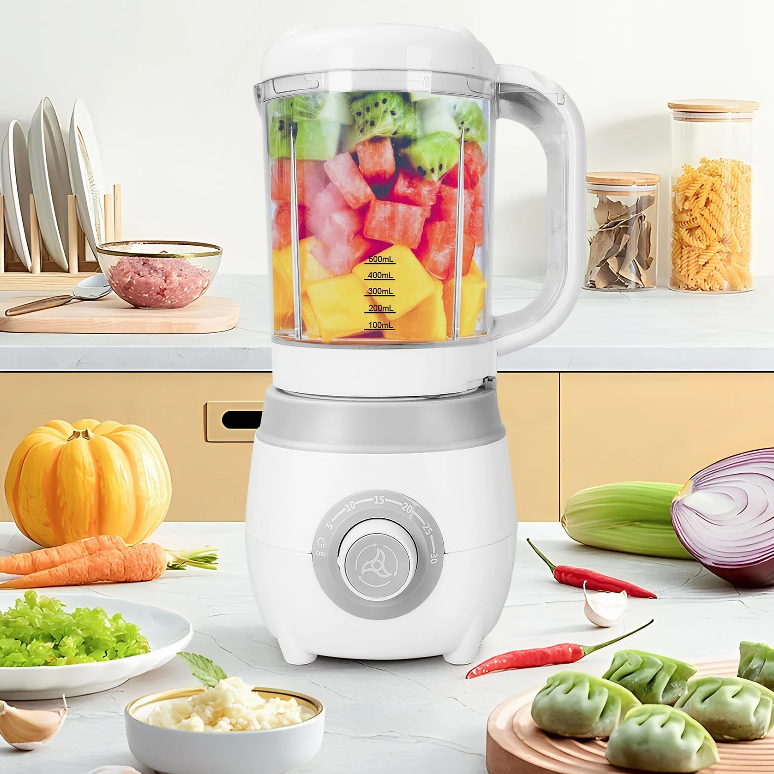 Robot Bébé 4 en 1 Cuiseur Mixeur Multifonctions Cuisson Vapeur Sterilisateur Biberons