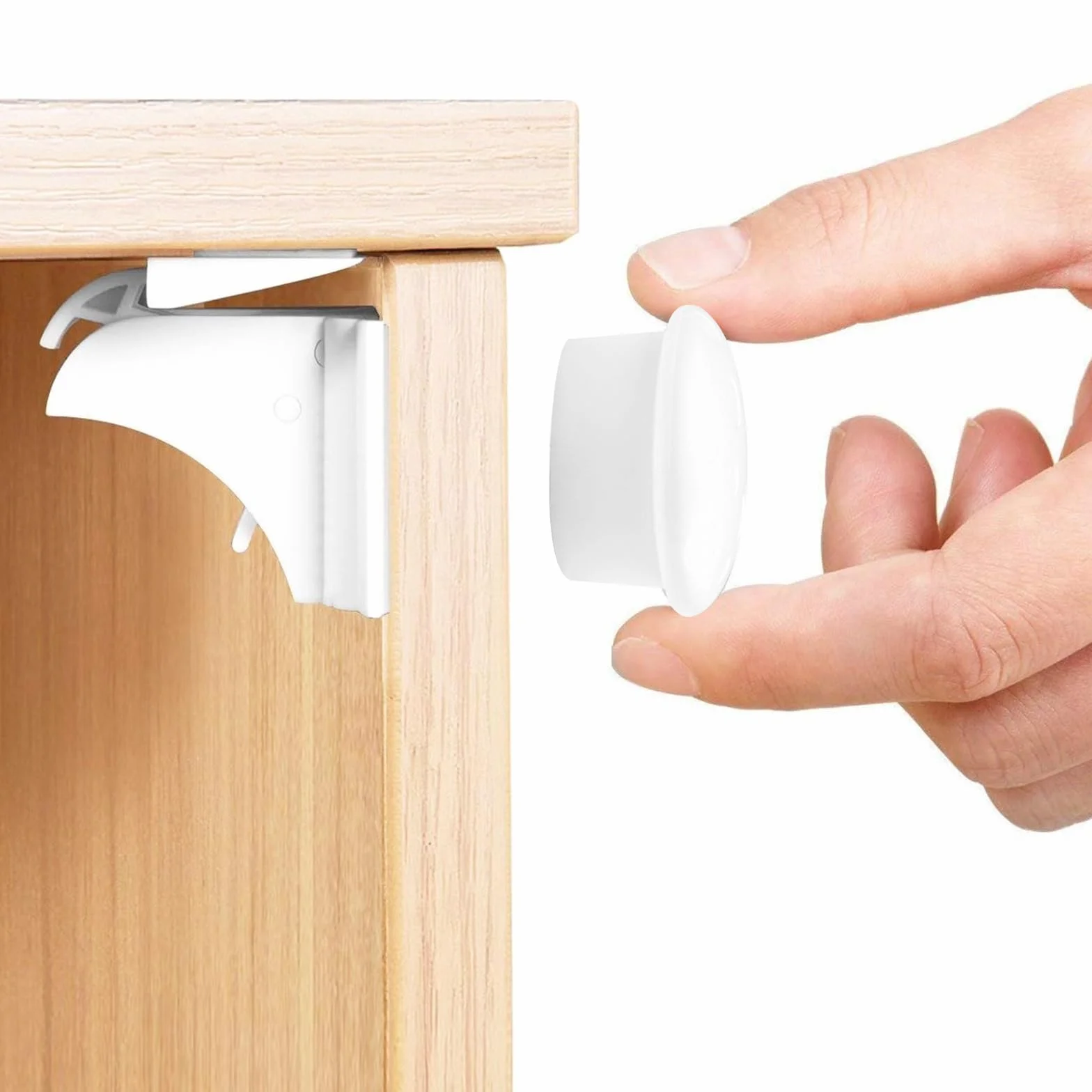 Lectorias Bloque Tiroir Sécurité Enfant, Verrou Magnétique Anti-pincement, Serrure Aimanté Invisible, Blanc