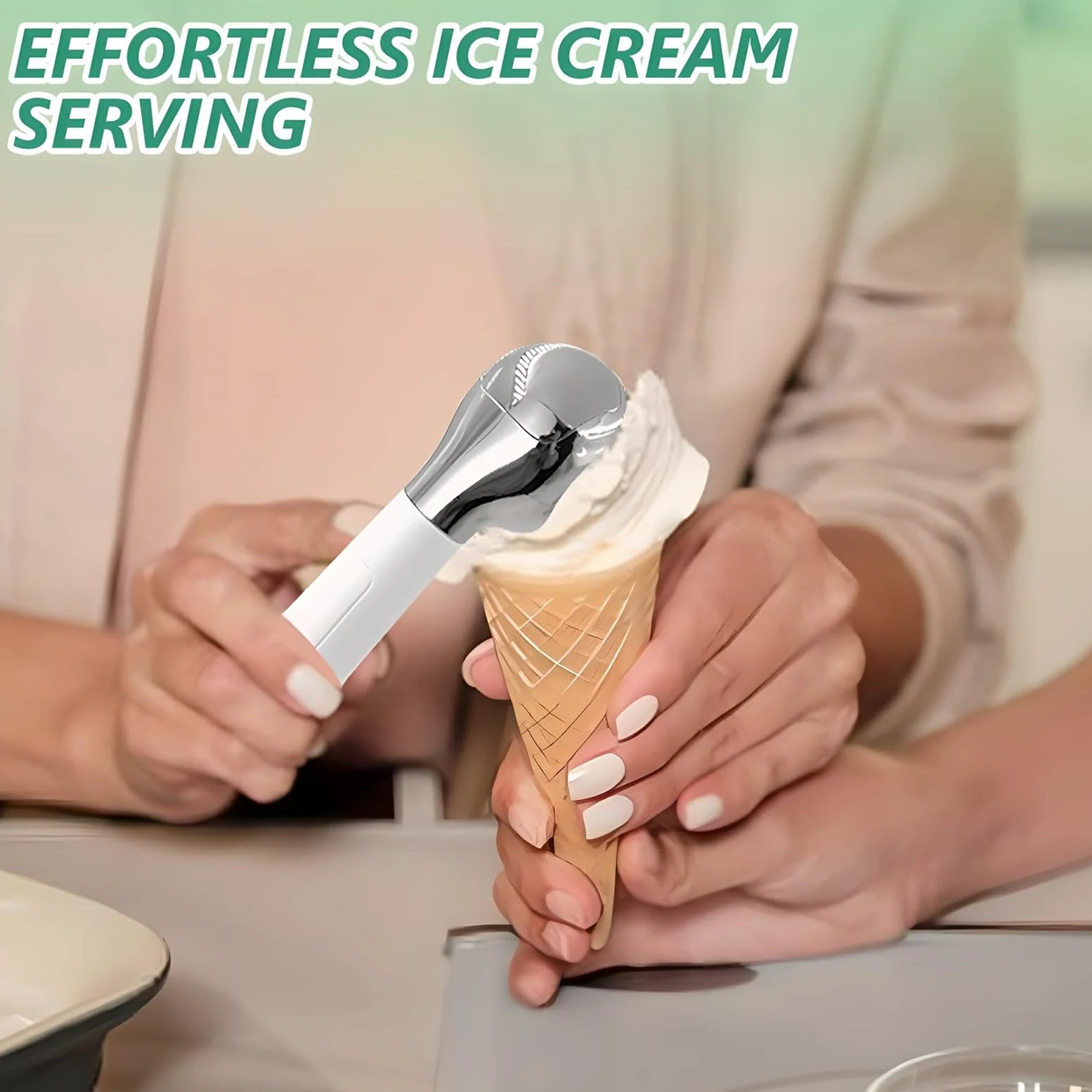 Cuillère à Glace chauffante Intelligente 2000 mAh, thermostatique et chauffante, avec écran LCD numérique et 5 cuillères à Dessert, étanche IP67, Interrupteur Automatique à détection Black