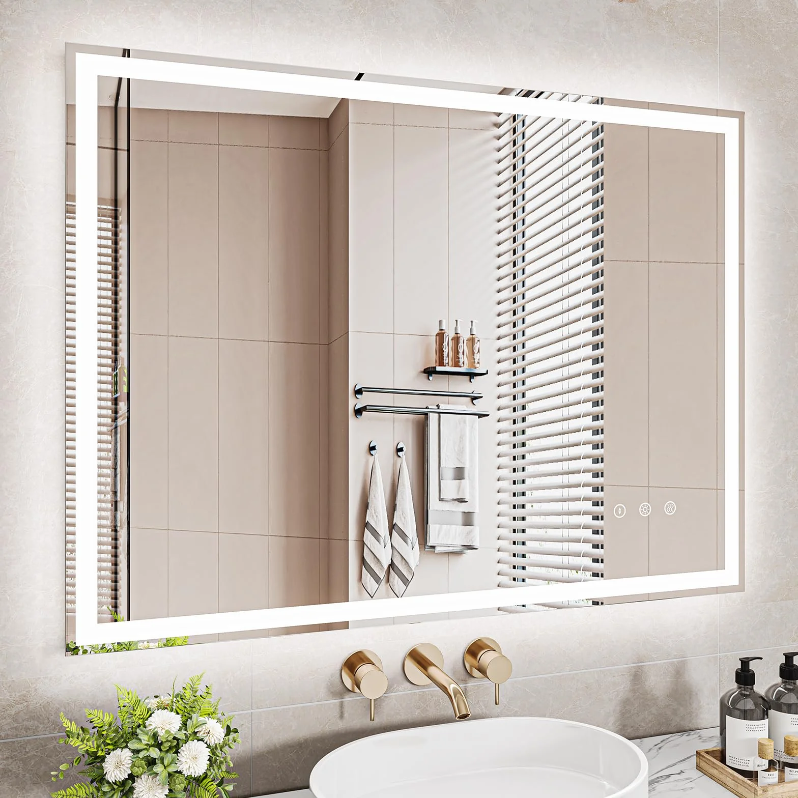 Dripex Miroir Salle de Bain 60x80cm avec éclairage, Dimmable, 3 Couleurs, Mémoire, Tactile