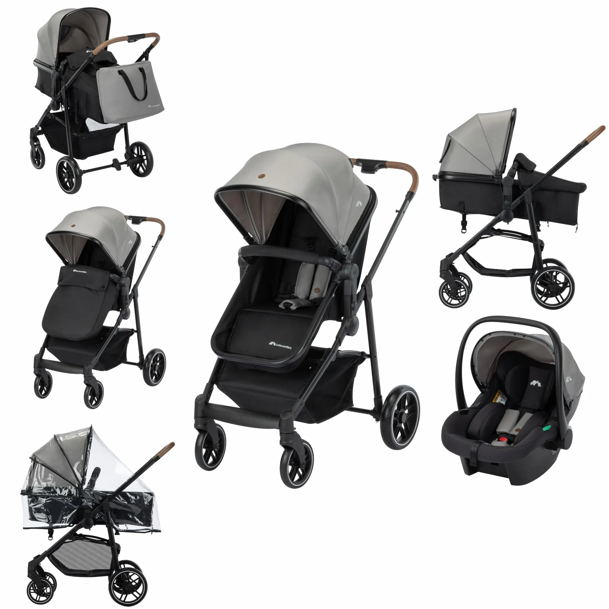 Bebeconfort Haze Trio Lux Poussette 3-en-1 i-Size 0-4 ans 22 kg Pliage Compact Tinted Grey