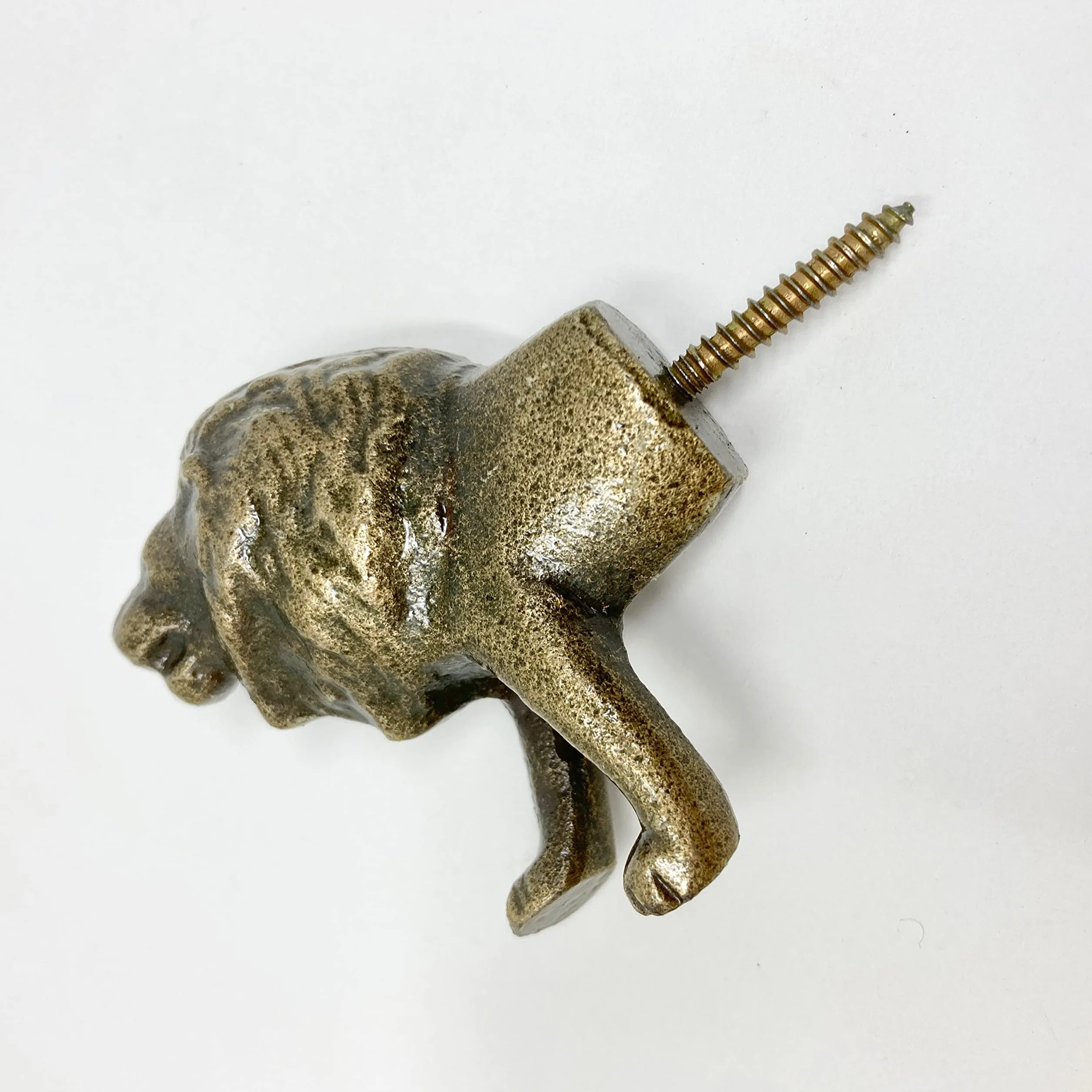 Safari Boutons de tiroir en métal laiton antique motif animal crochet lion