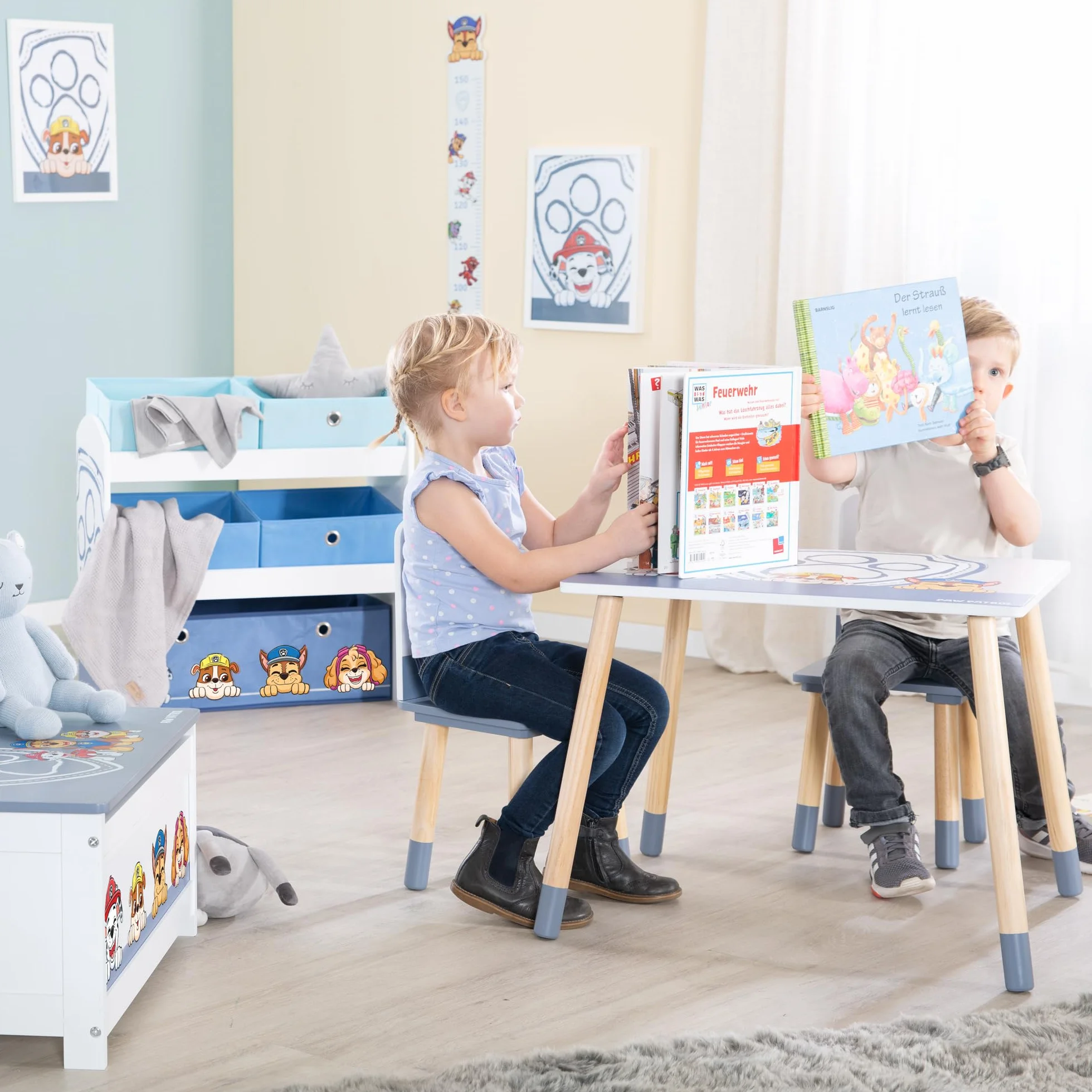 Lit Montessori Paw Patrol roba 70 x 140 cm avec Barrières de Sécurité pour Enfant Jusqu'à 7 Ans + Sommier et Linge de Lit Blanc/Motif Chiens