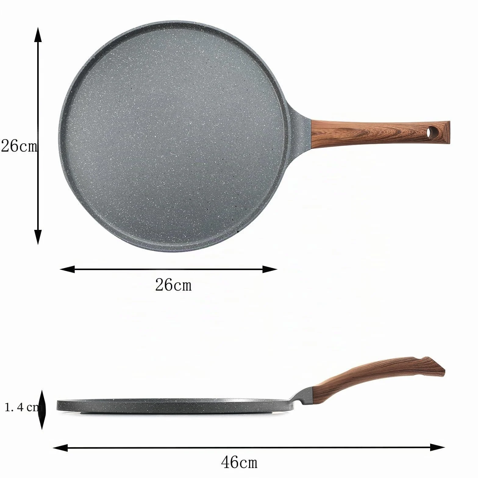 SENSARTE Poêle à Crêpes 26 cm Antiadhésif Granit Suisse Compatible Induction