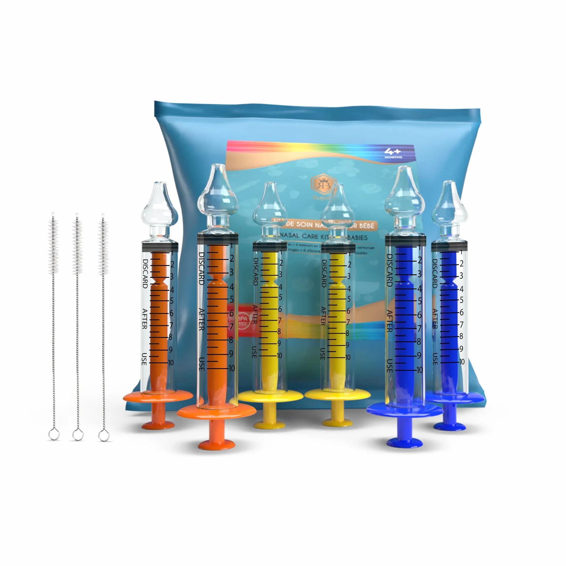Kit Seringue Nasale Bébé 10ml - 6 Seringues + 6 Embouts Silicone + 3 Brosses Nettoyage Sans BPA Soin Nasal