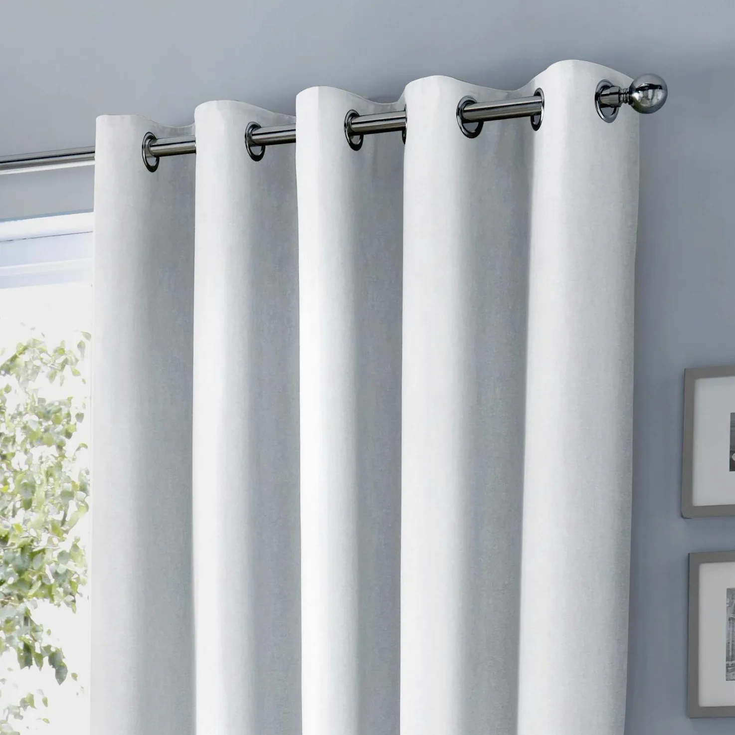 Fusion - Sorbonne – Paire de Rideaux à œillets 100% Coton – 168 x 228 cm (l x H) en Blanc