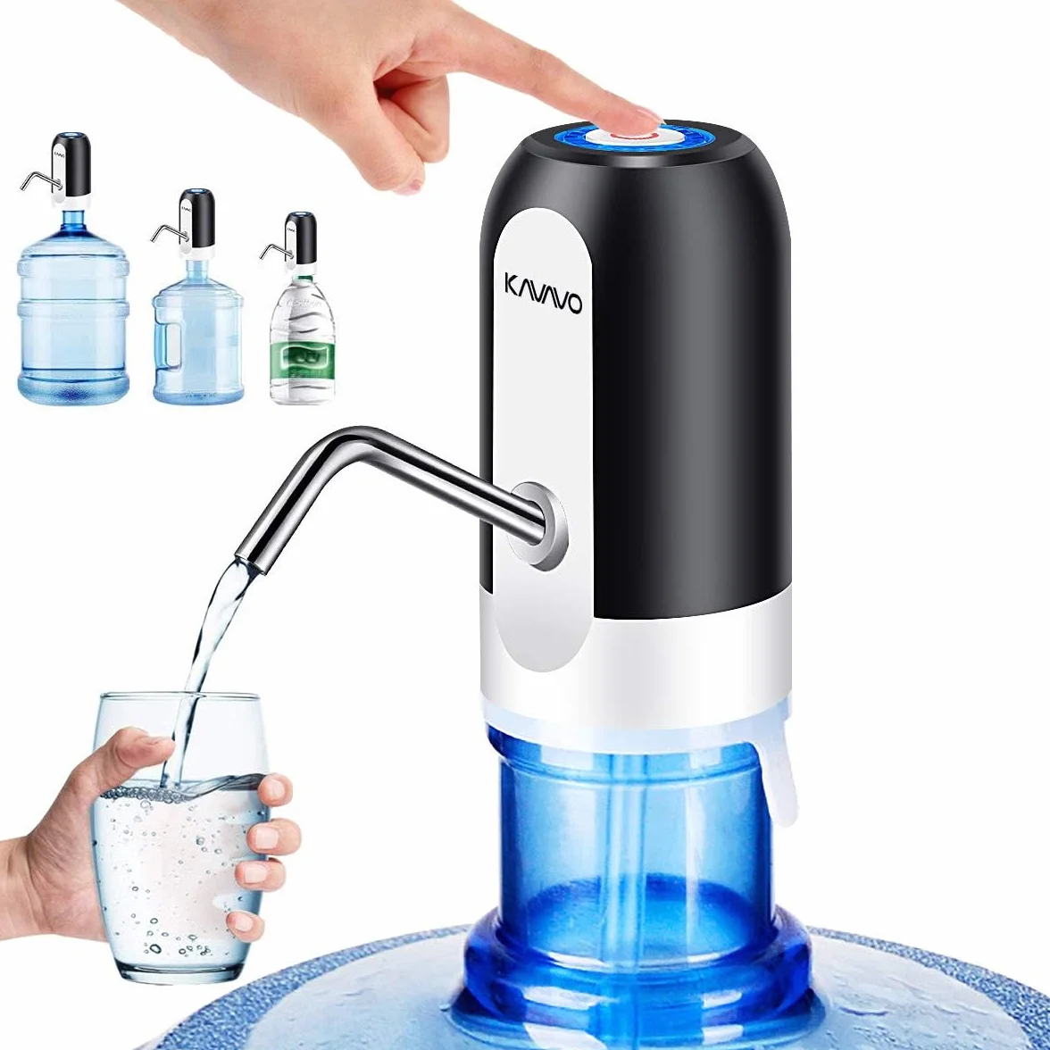 Pompe à Bouteille d’Eau Électrique Portable, 2 Adaptateurs, 2 Tuyaux, Silicone, Plastique, Noir Blanc