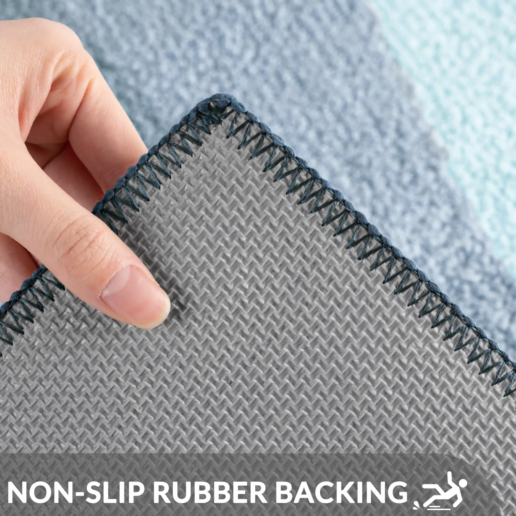Tapis de Bain en Microfibre Antidérapant 40 x 60 cm Mélangé Bleu