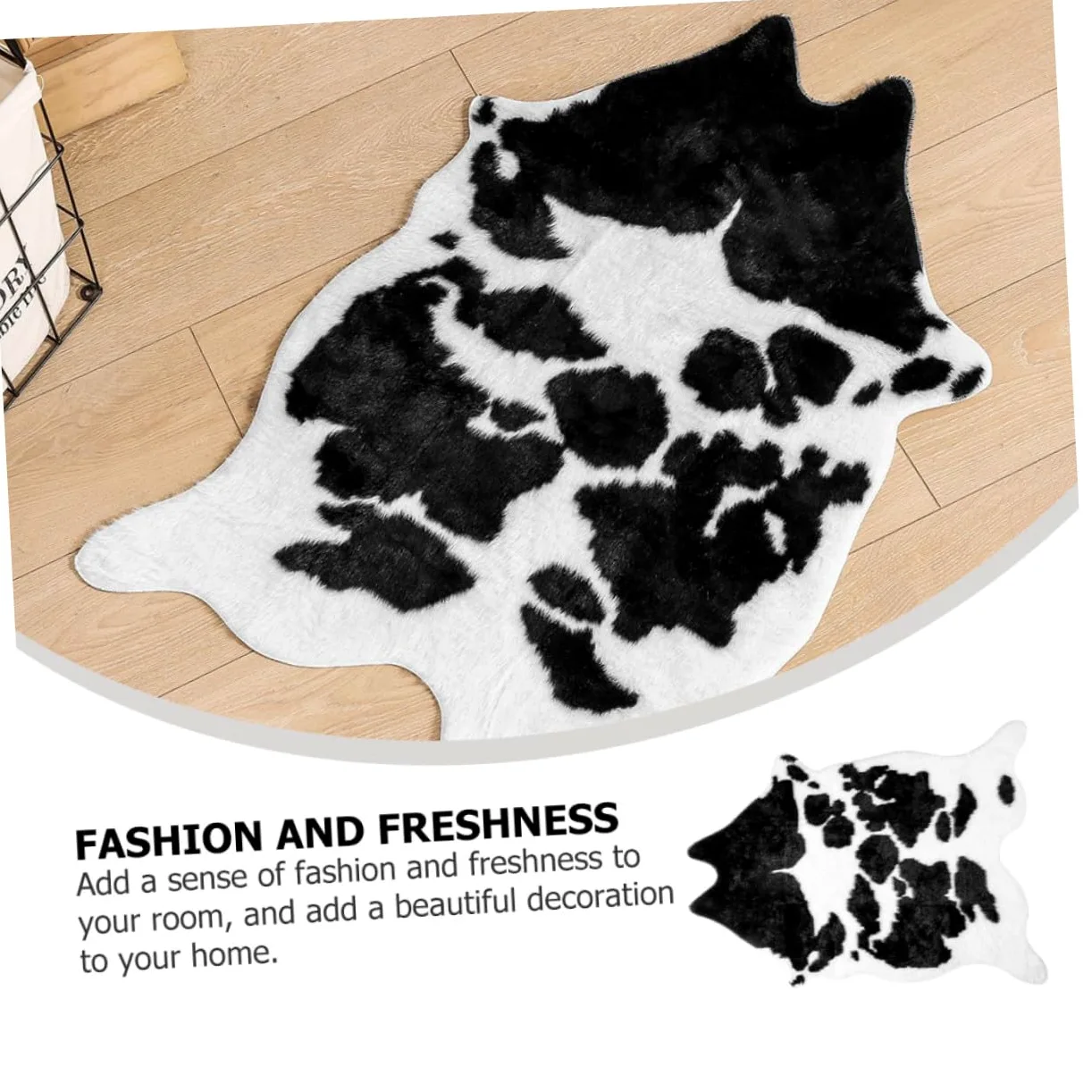 Veemoon Tapis de Salon Anti-dérapant en Polyester Imitation Peau de Vache Style et Multifonctionnel Décoratif et Chaud pour Chambre ou Salle à Manger