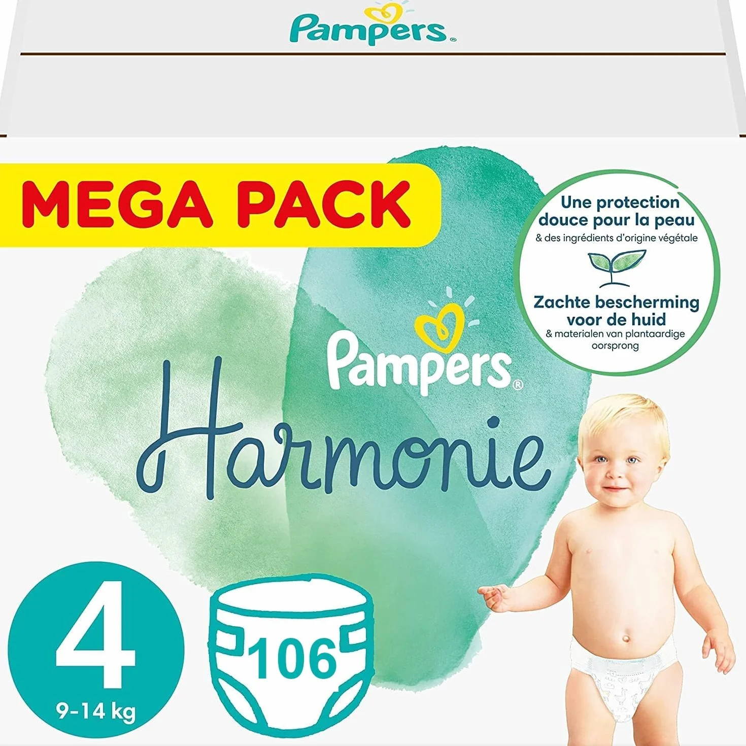 Pampers Harmonie Taille 4 Couches (9-14 kg) 106 Sztuk